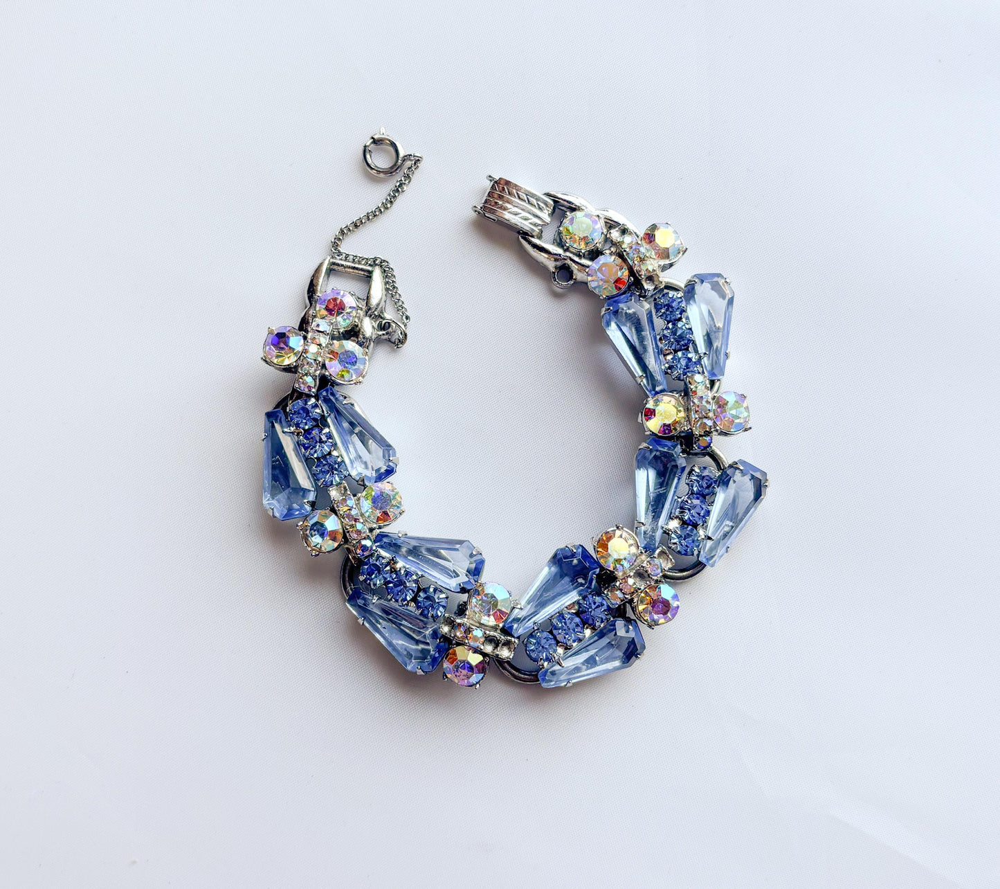 1960s Blue Rhinestone Bracelet | Evening Bracelet