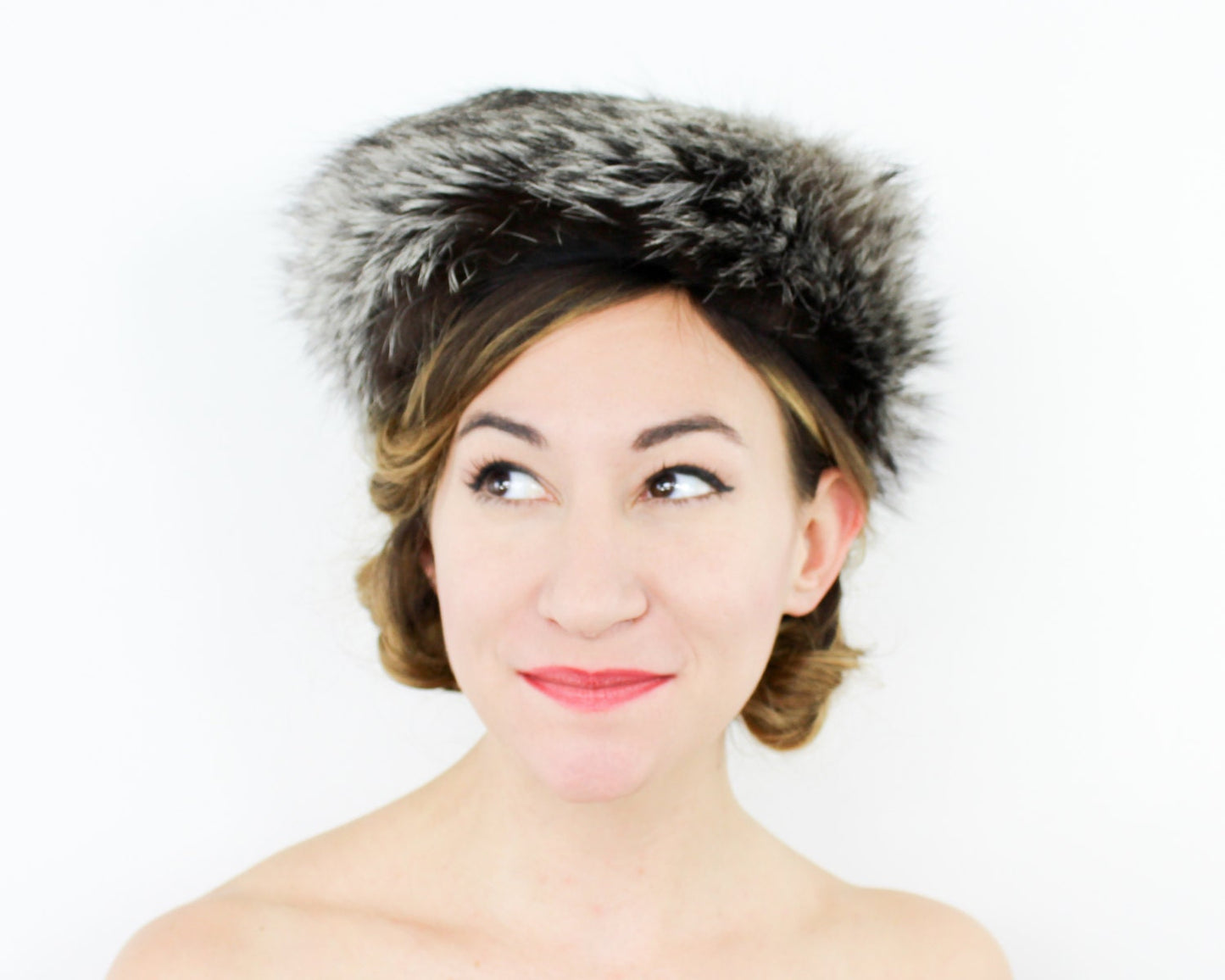 1950s Grey Raccoon Fur Hat