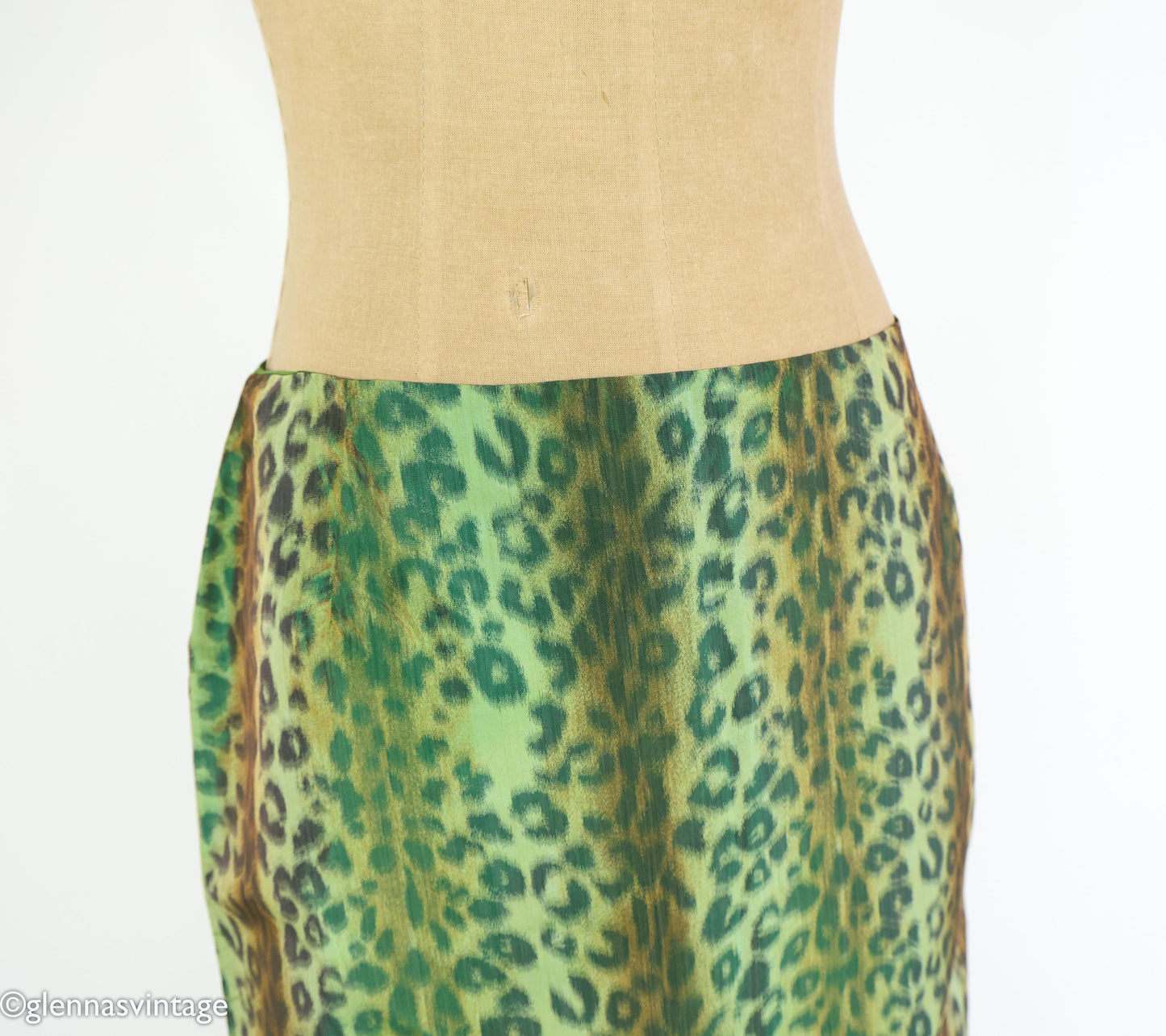 1990s Green Animal Print Skirt | Green Pencil Skirt, Medium