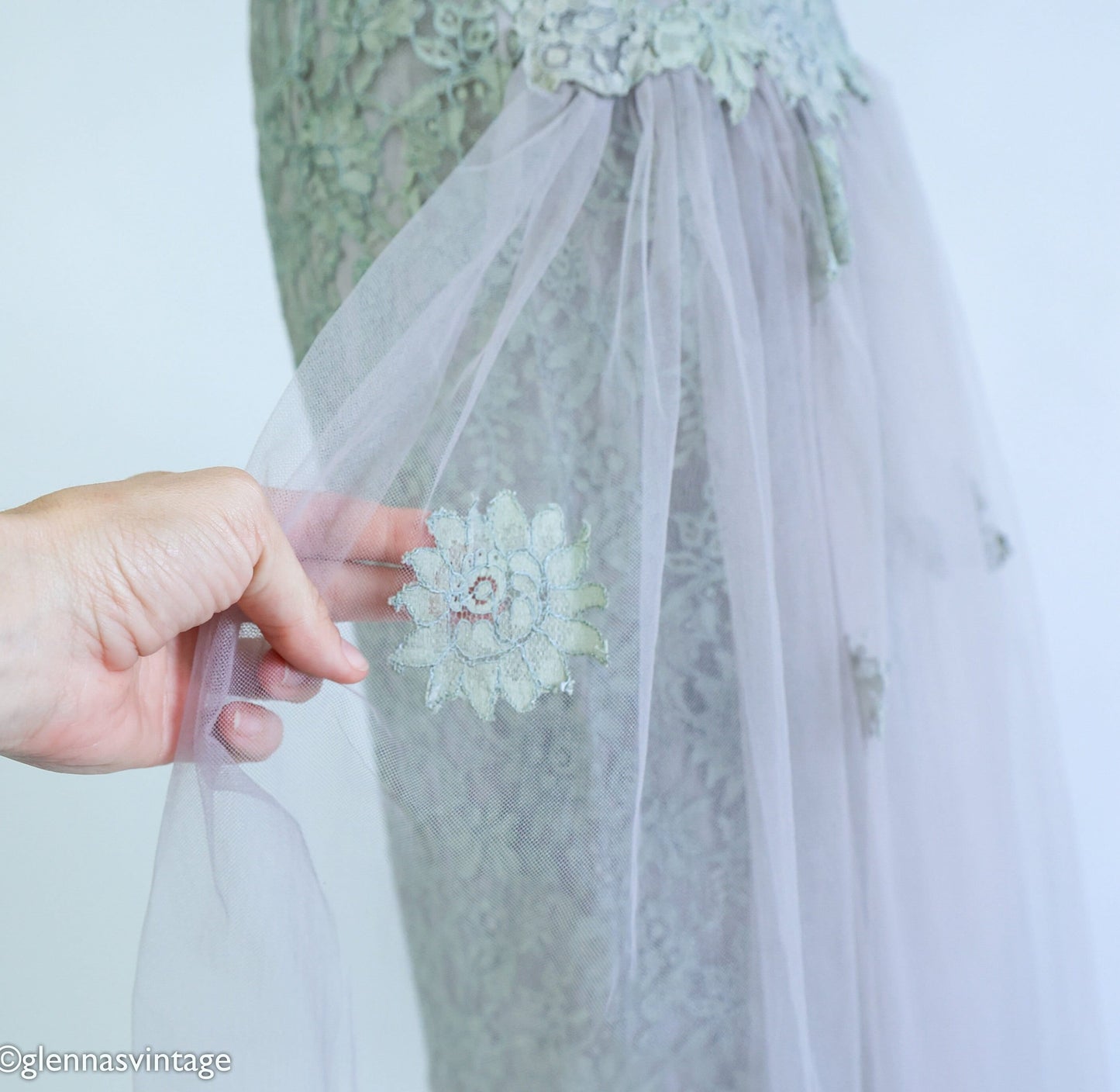 1950s Dove Gray Tulle Tea Party Dress, Small
