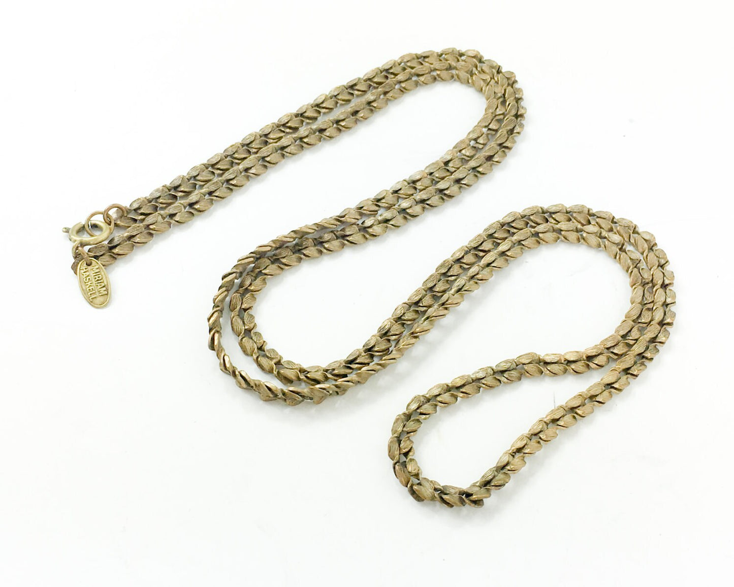 Miriam Haskell 1940s Bronze Rope Chain Necklace | 36" Vintage Jewelry