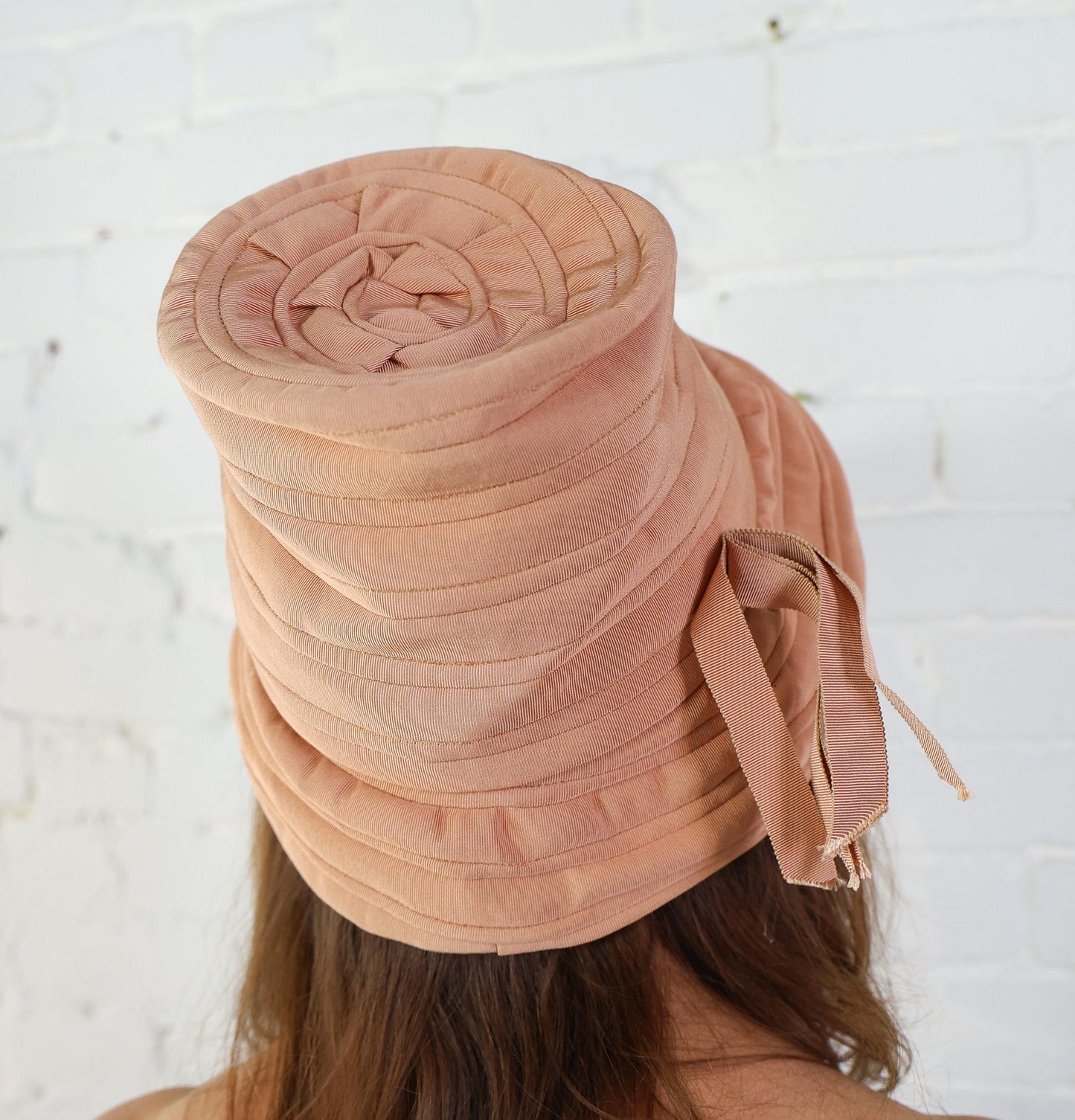 1940s Tan High Crown Hat