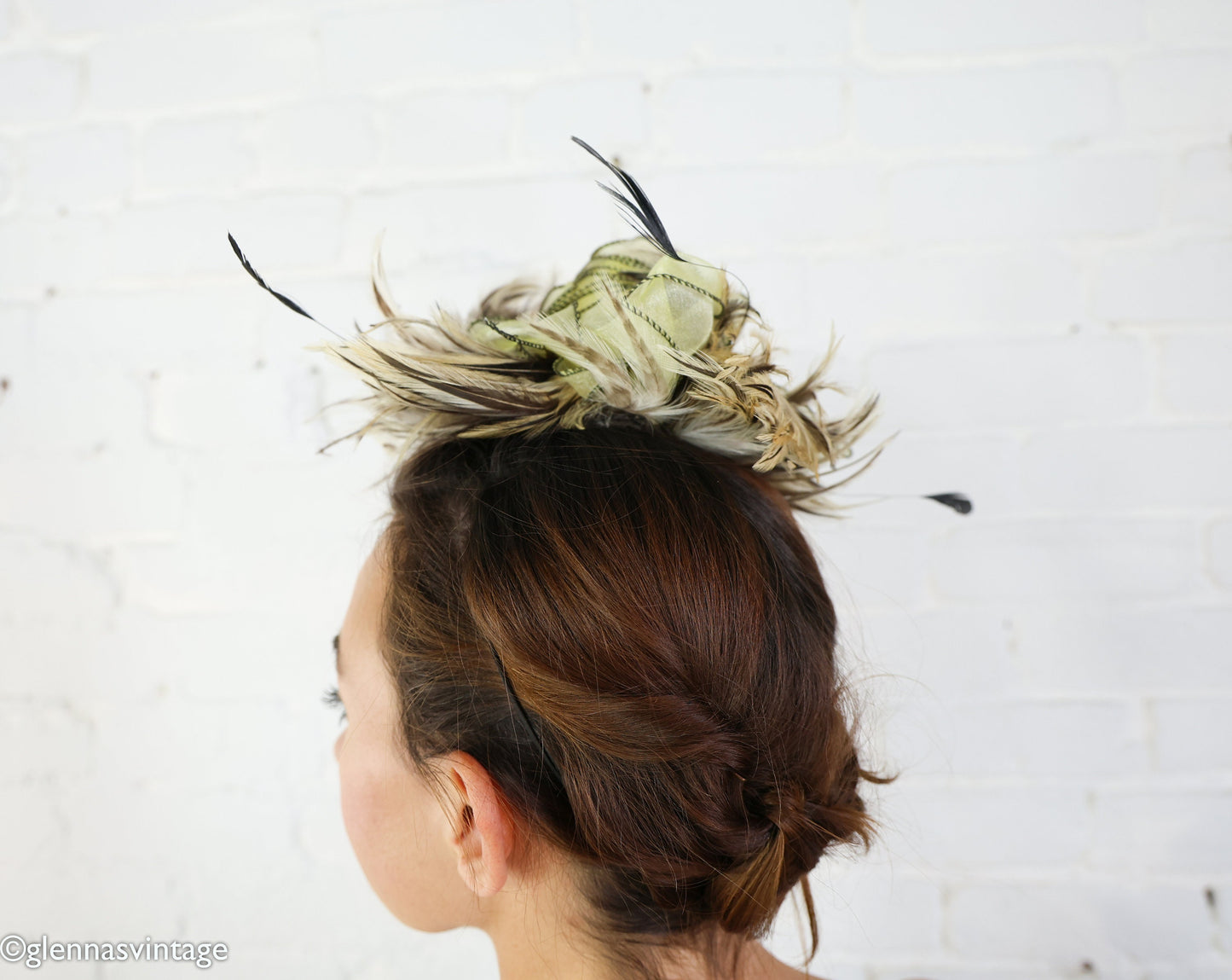 1990s Yellow Feather Fascinator Hat, Avant Garde Occasion Wear