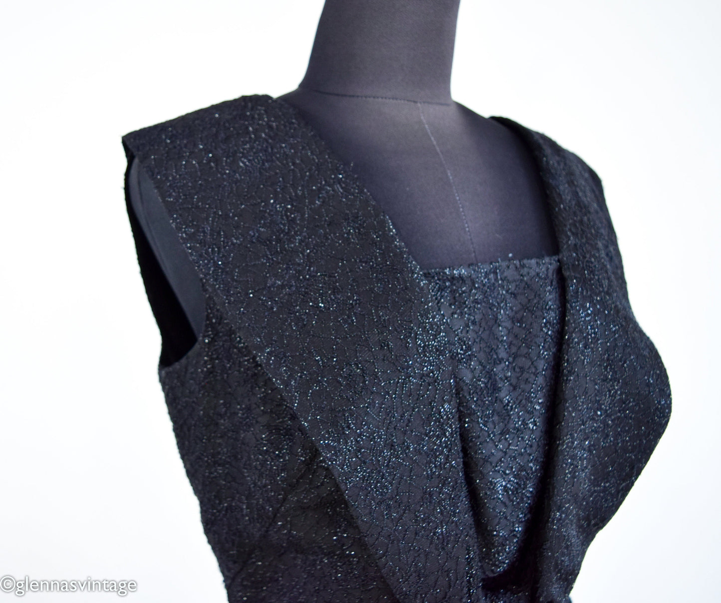 1950s Glittery Black Cocktail Dress, Small