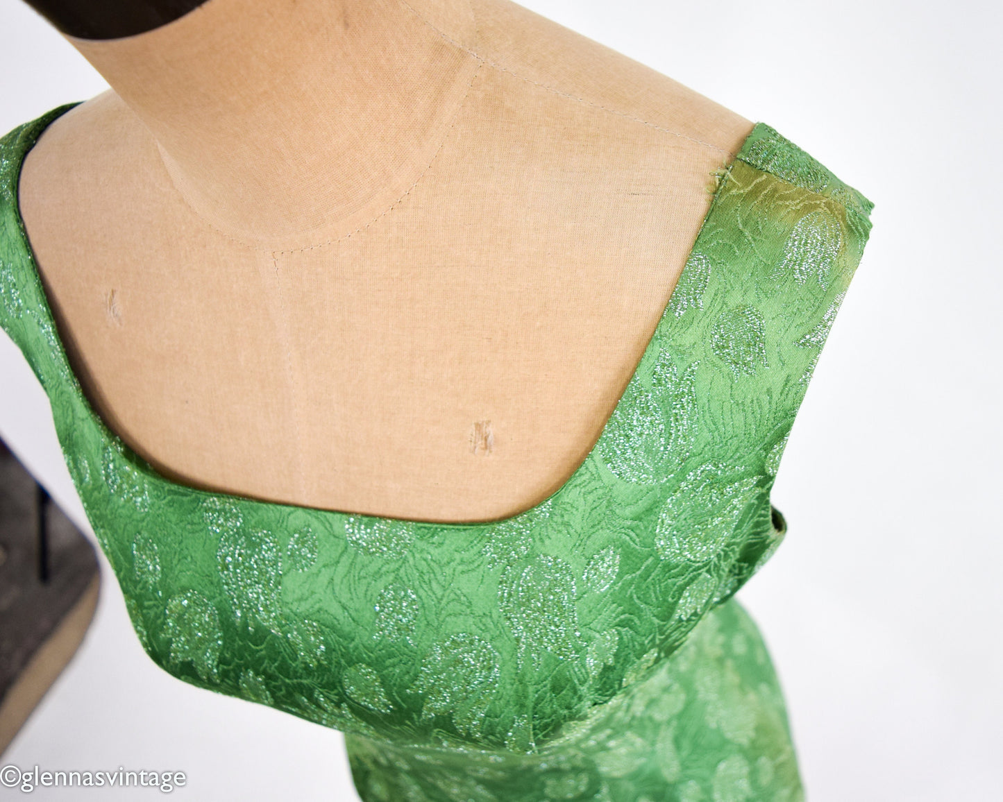 1950s Metallic Green Party Dress, Small