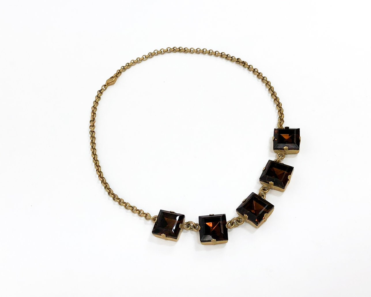 Agatha Vintage Purple Glass Choker | 1980s Square Necklace