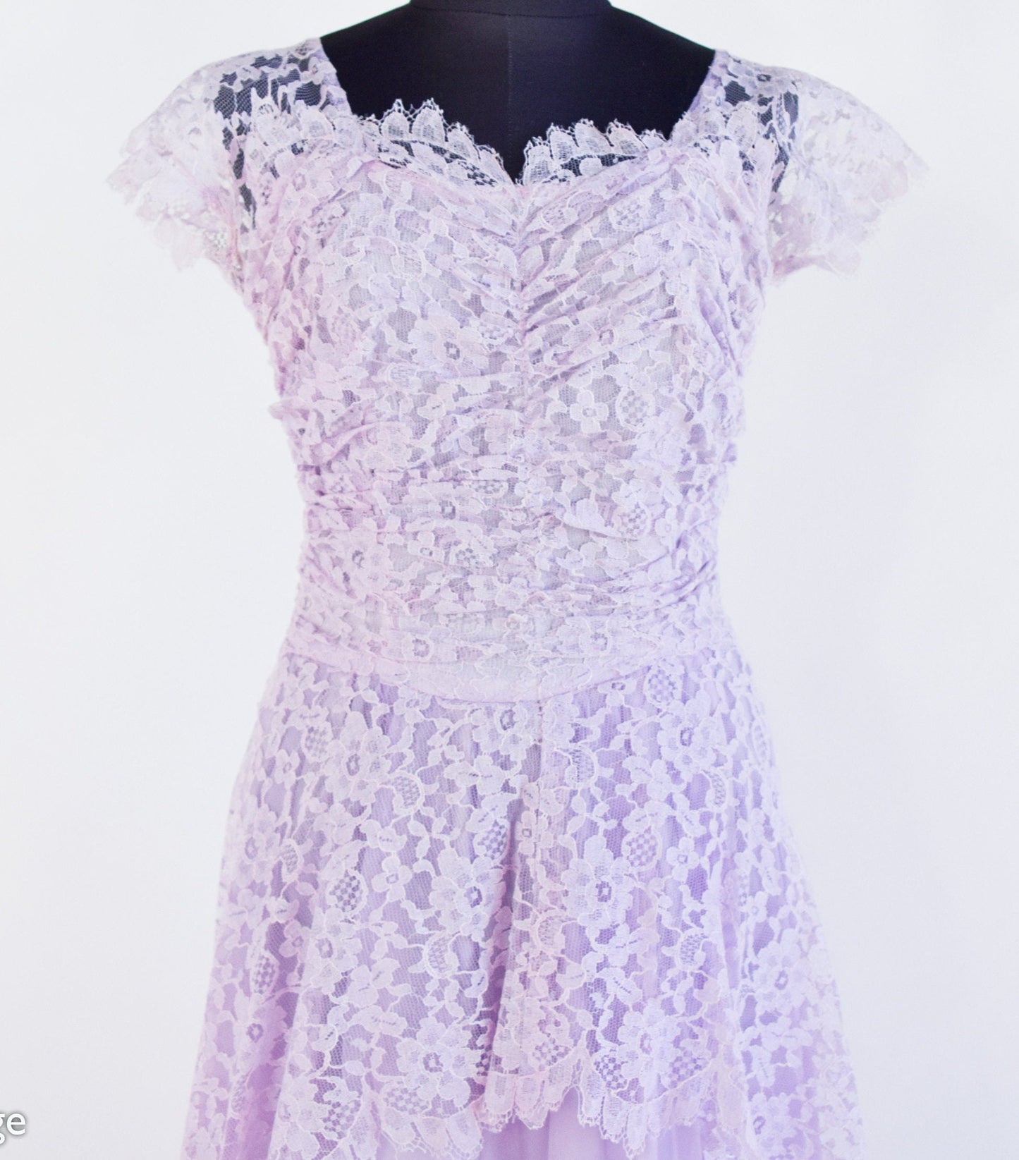 1950s Lavender Purple Lace Prom Dress, Extra Small