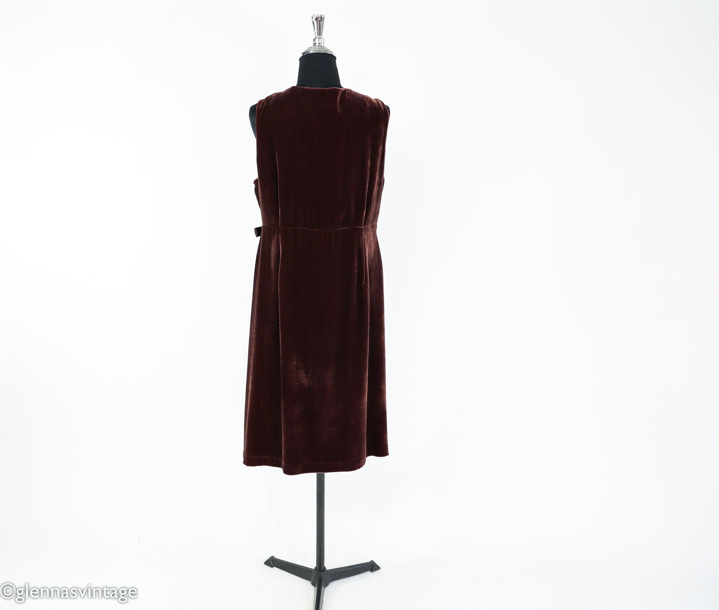 2000s Chocolate Brown Velvet Wrap Dress, Large