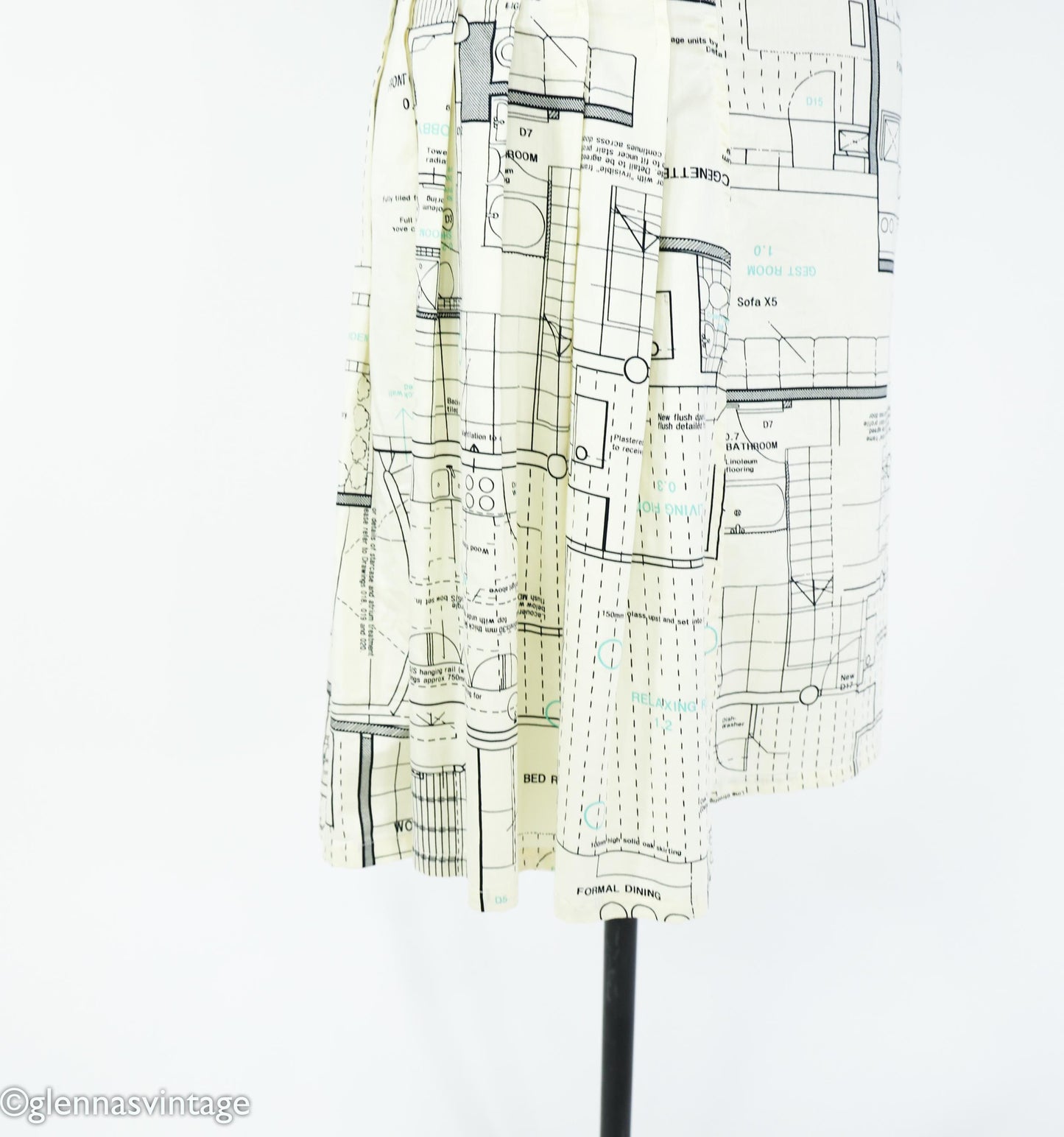 1990s Architect Print Dress | Cotton Sateen, Medium