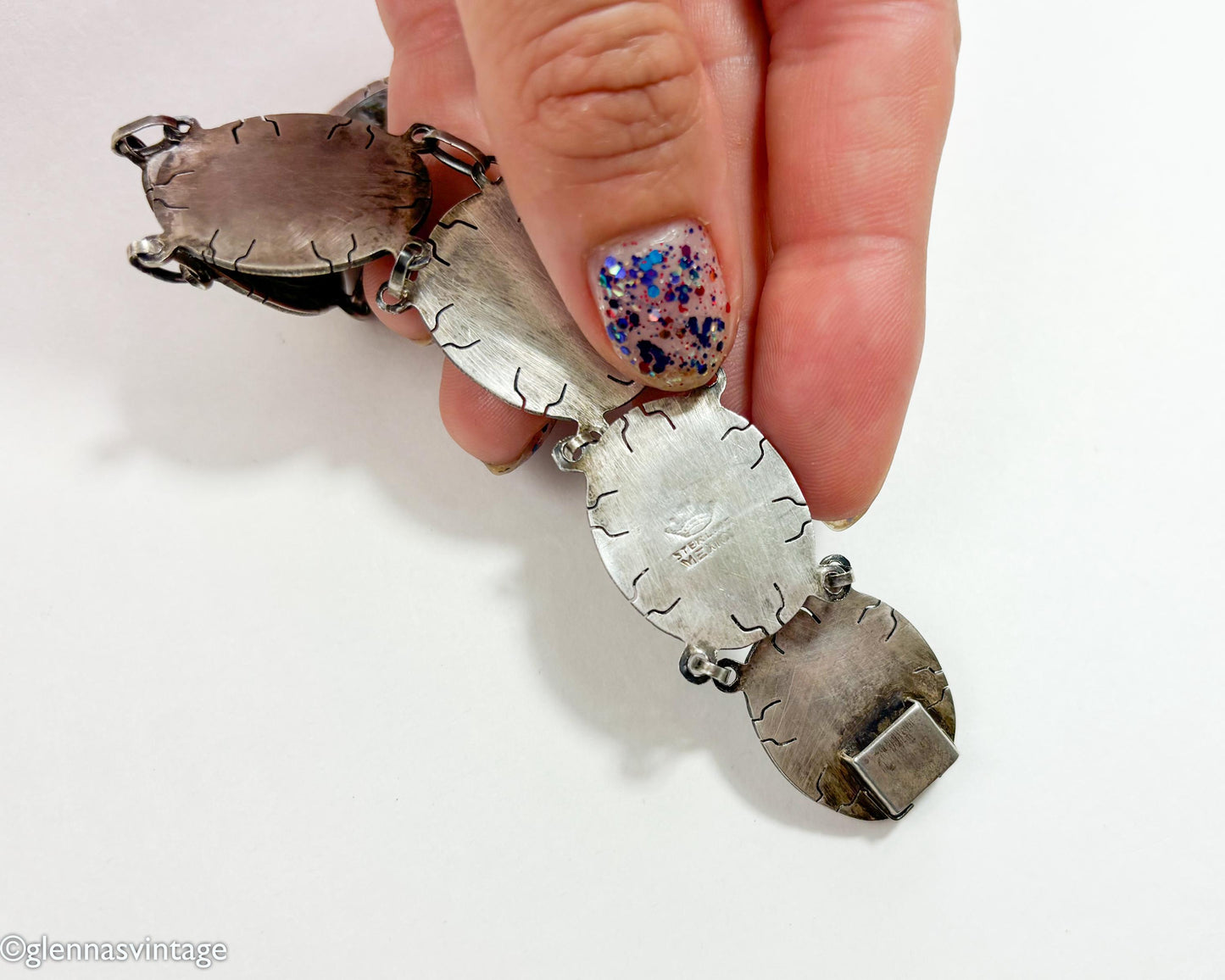 1950s Mexican Sterling Silver Abalone Bracelet