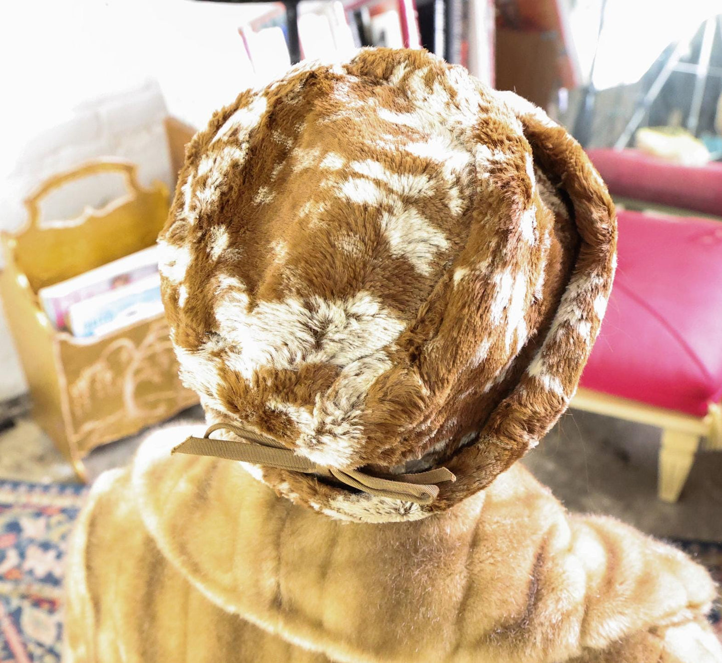 1960s Brown Faux Fur Bucket Hat