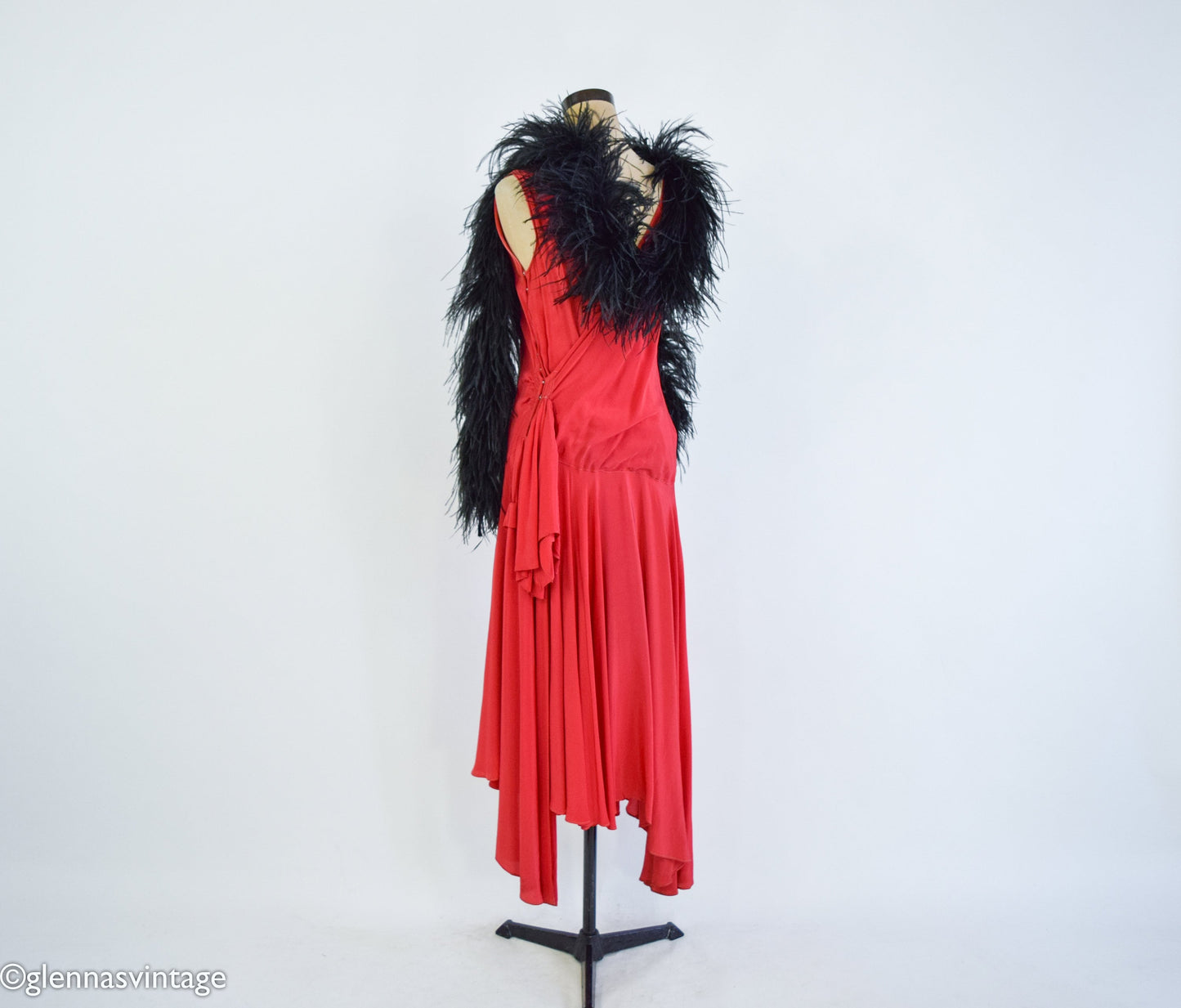 1900s Black Ostrich Feather Boa Stole | Edwardian Era Ostrich Scarf
