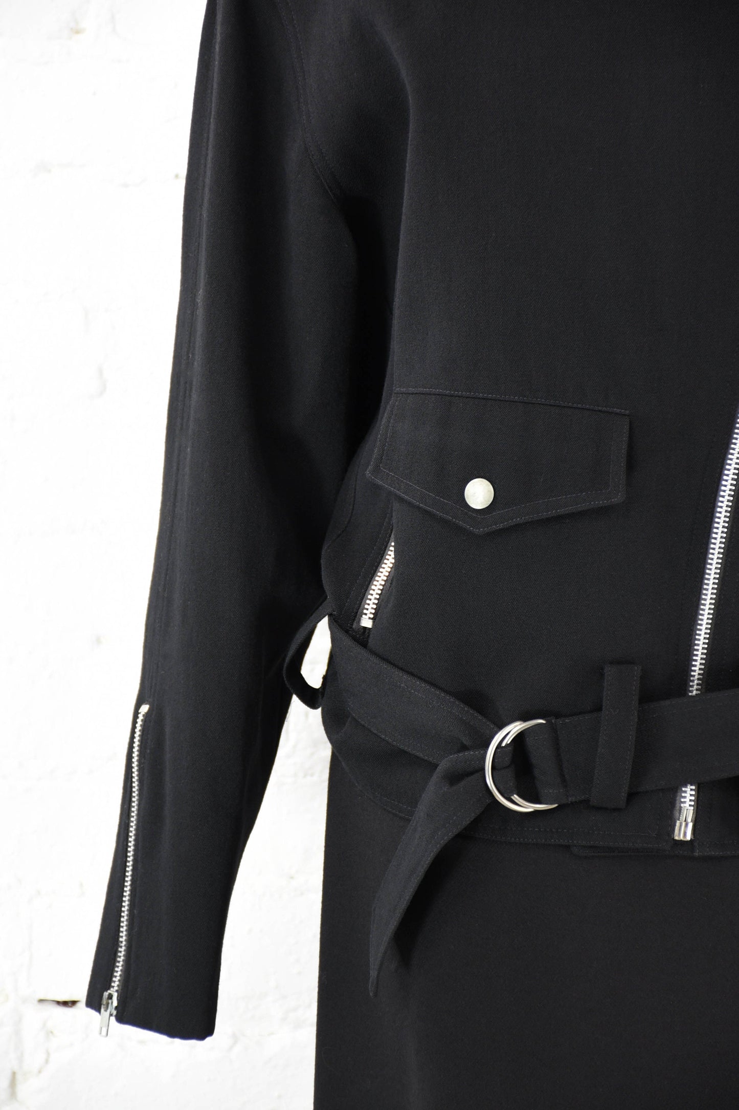 1980s Black Wool Motorcycle Jacket | Theodore Beverly Hills, Belted
