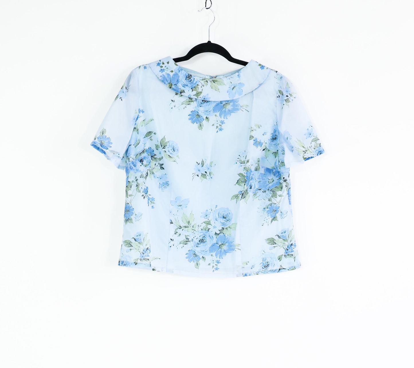 1960s Blue Floral Print Top, Extra Large, 42" Bust