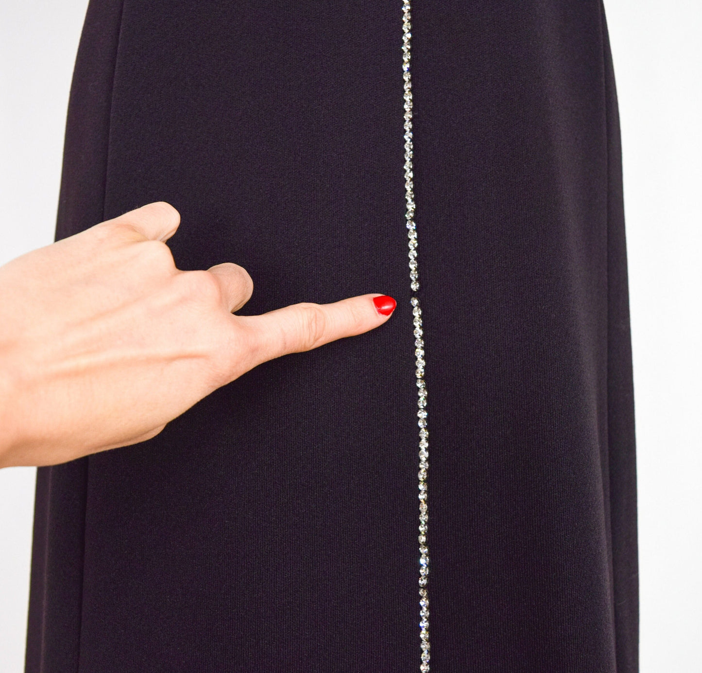 1960s Black Rhinestone Sleeveless Dress, 48” Waist
