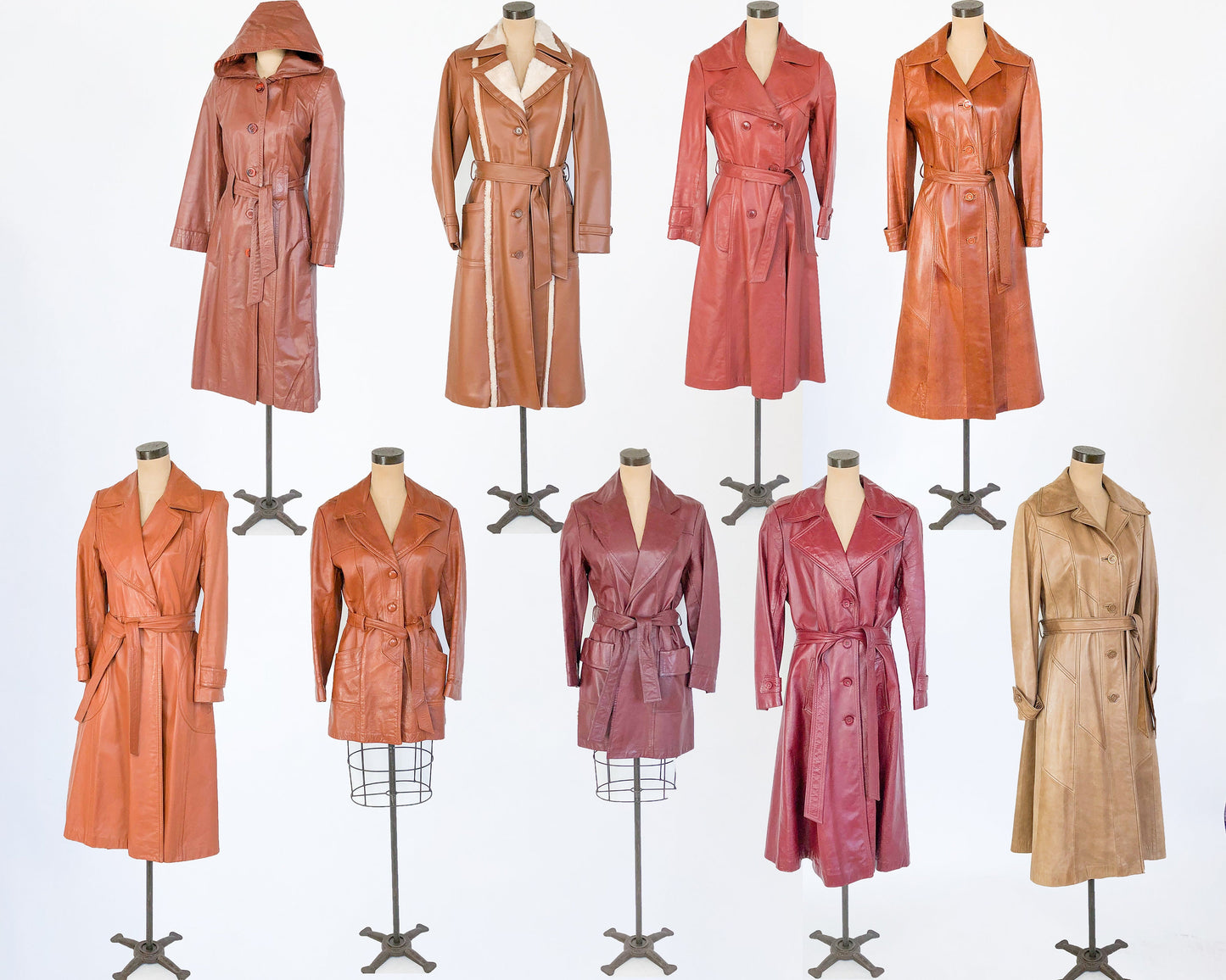 1970s Brown Hooded Leather Trench Coat | 70s Short Maroon Leather Jacket | Maroon Leather Trench Coat