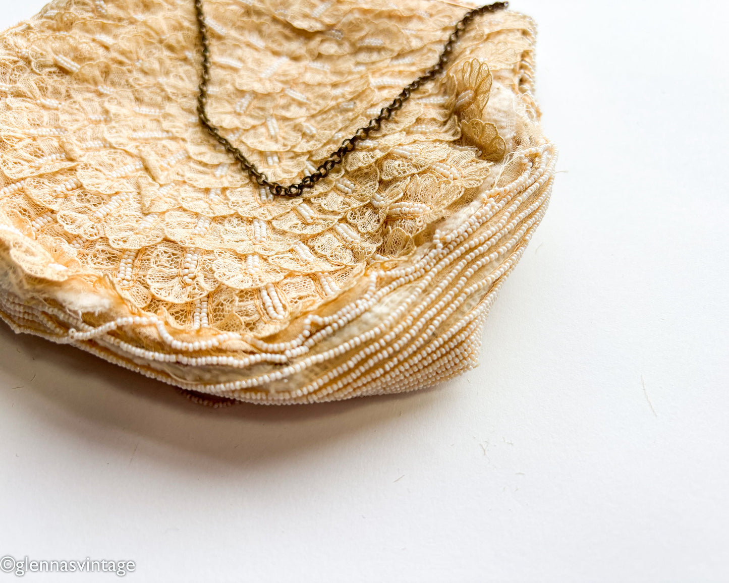 1930s Lace & Pearl Handbag | Small Pearl Purse | I Magnin