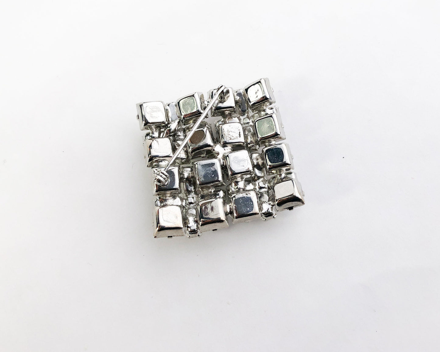 1950s Square Rhinestone Brooch