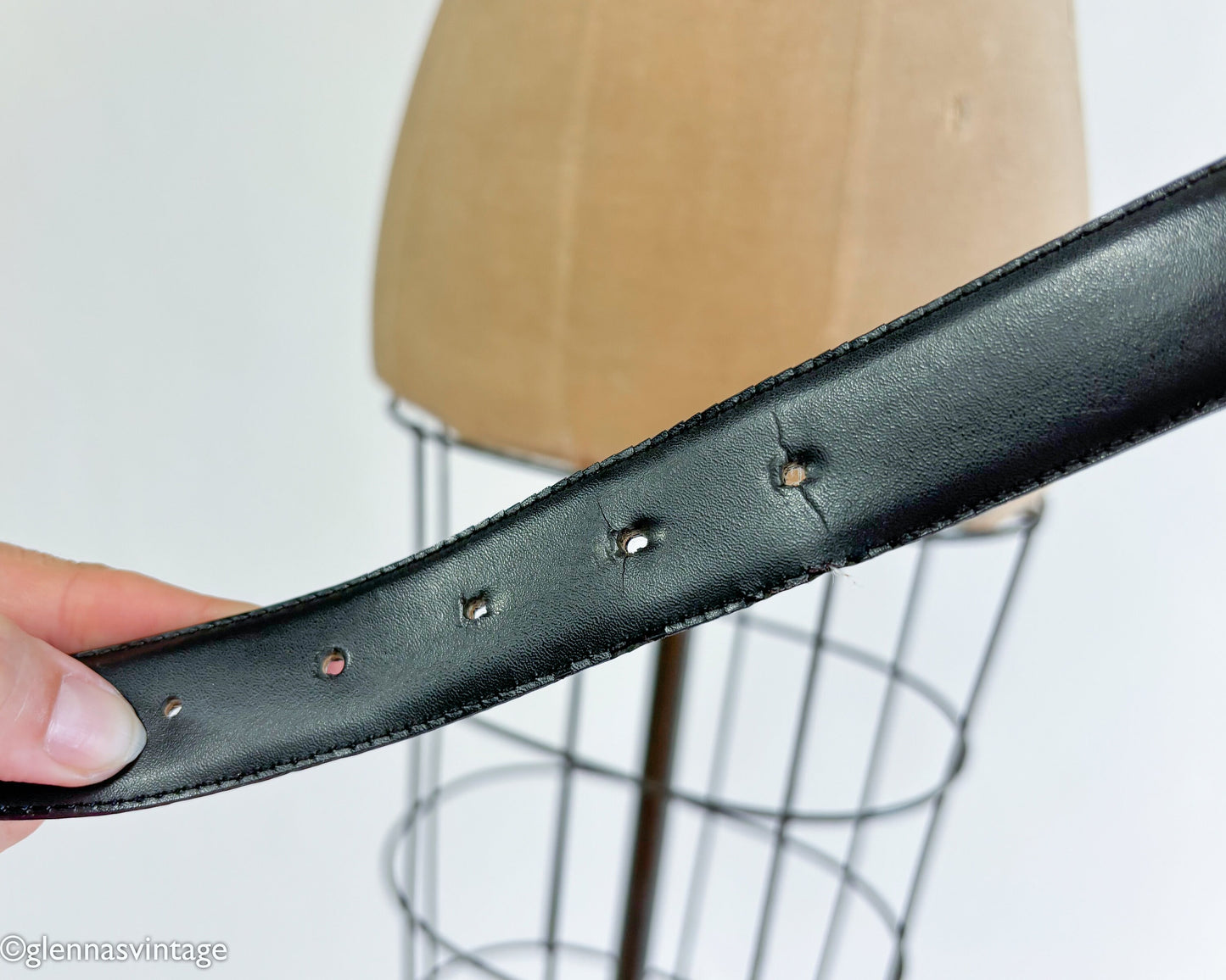 1980s Black Paisley Faux Leather Belt, Size M
