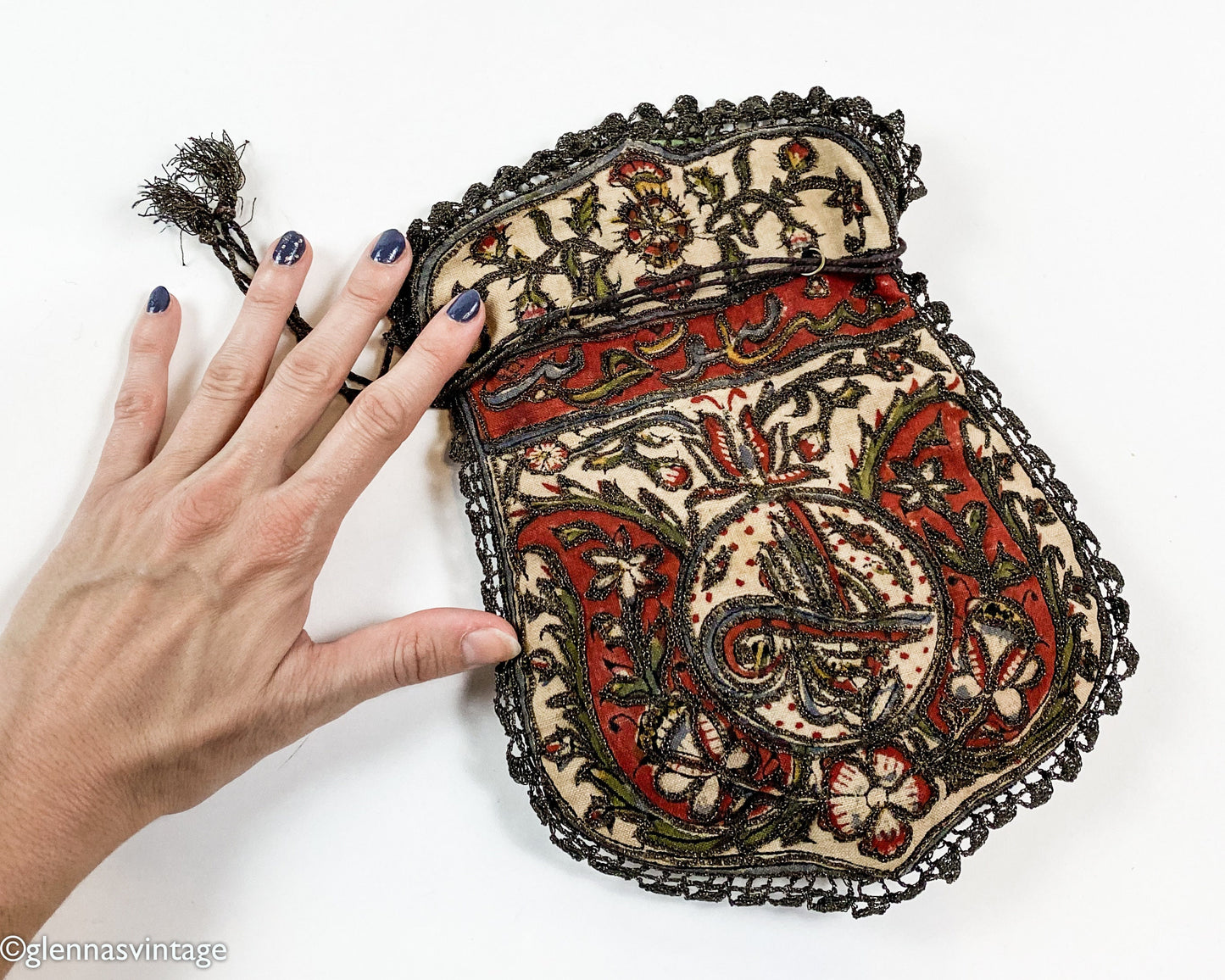 1900s Embroidered Evening Bag | Vintage Drawstring Pouch