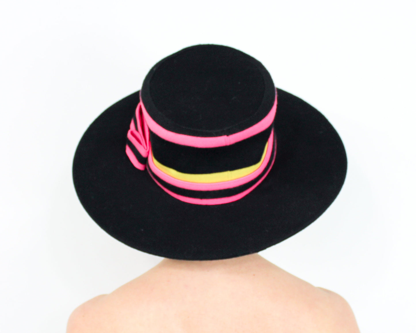 1980s Mr. Blackwell Pink Stripe Wool Hat