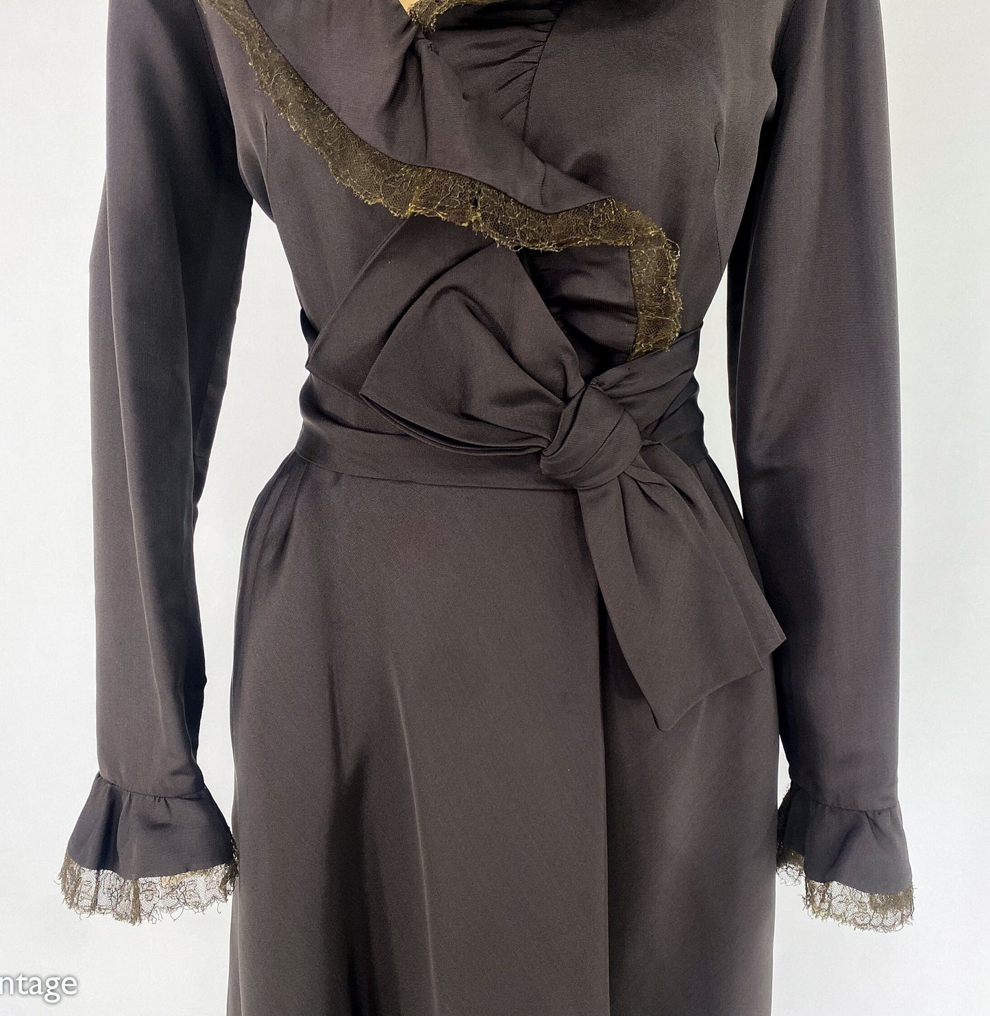 1950s Brown Silk Satin Cocktail Dress, Chester Weinberg, Medium