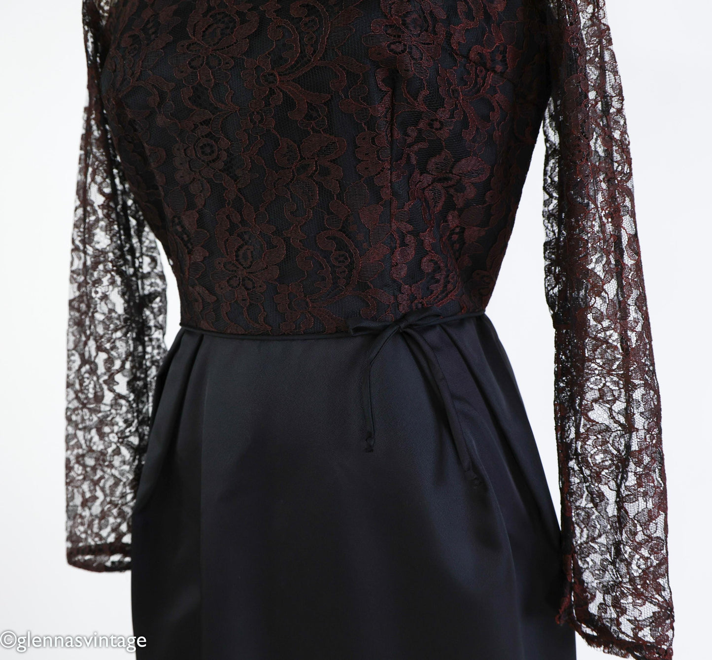 1950s Black Lace Cocktail Party Dress, Medium
