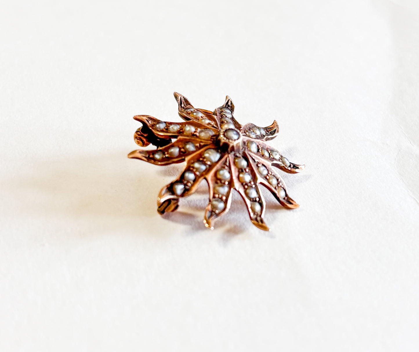 1900s Victorian Seed Pearl Brooch | Antique Starburst Brooch Pendant