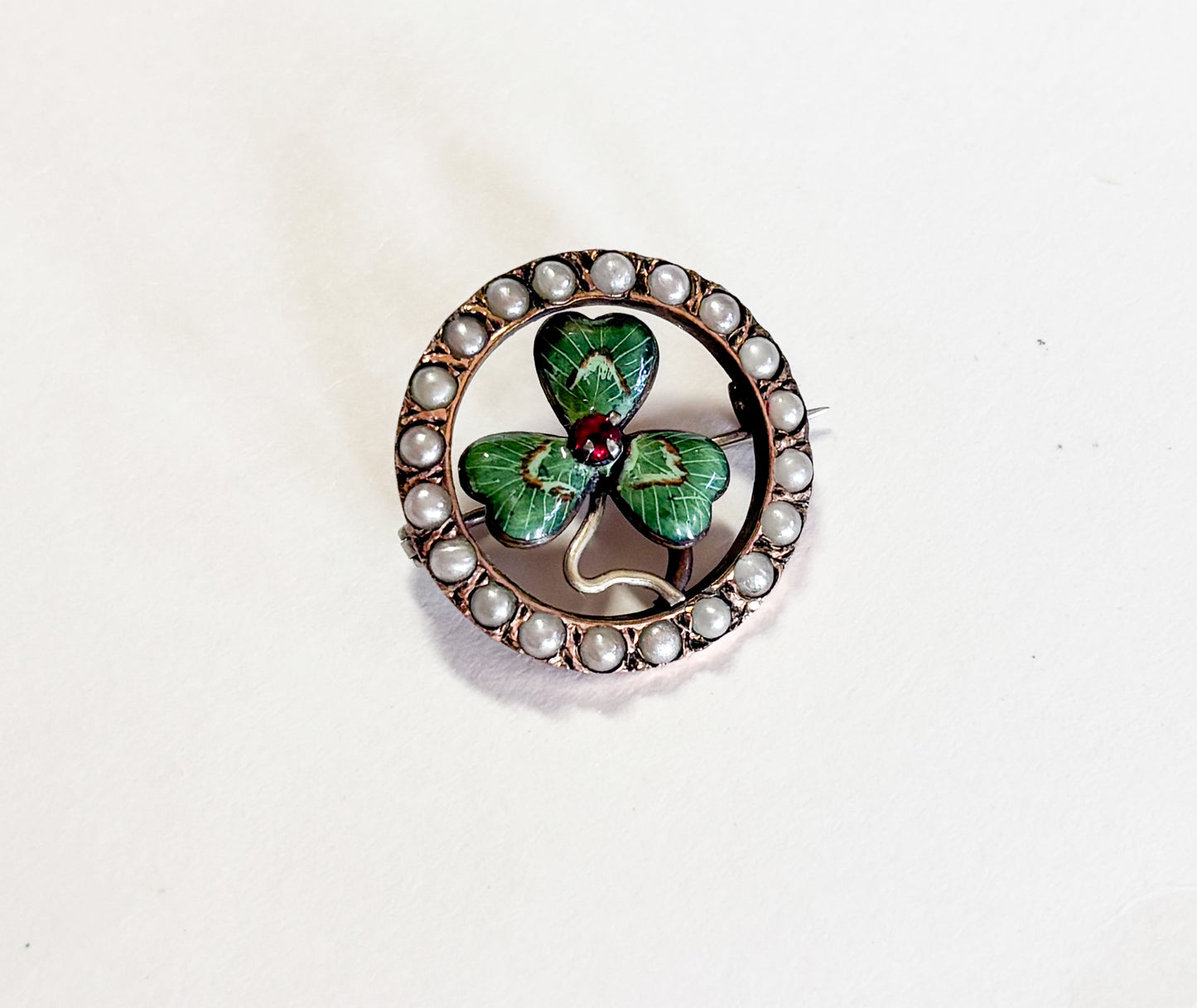 1900s Antique Victorian Shamrock Brooch | Art Nouveau Shamrock Pin