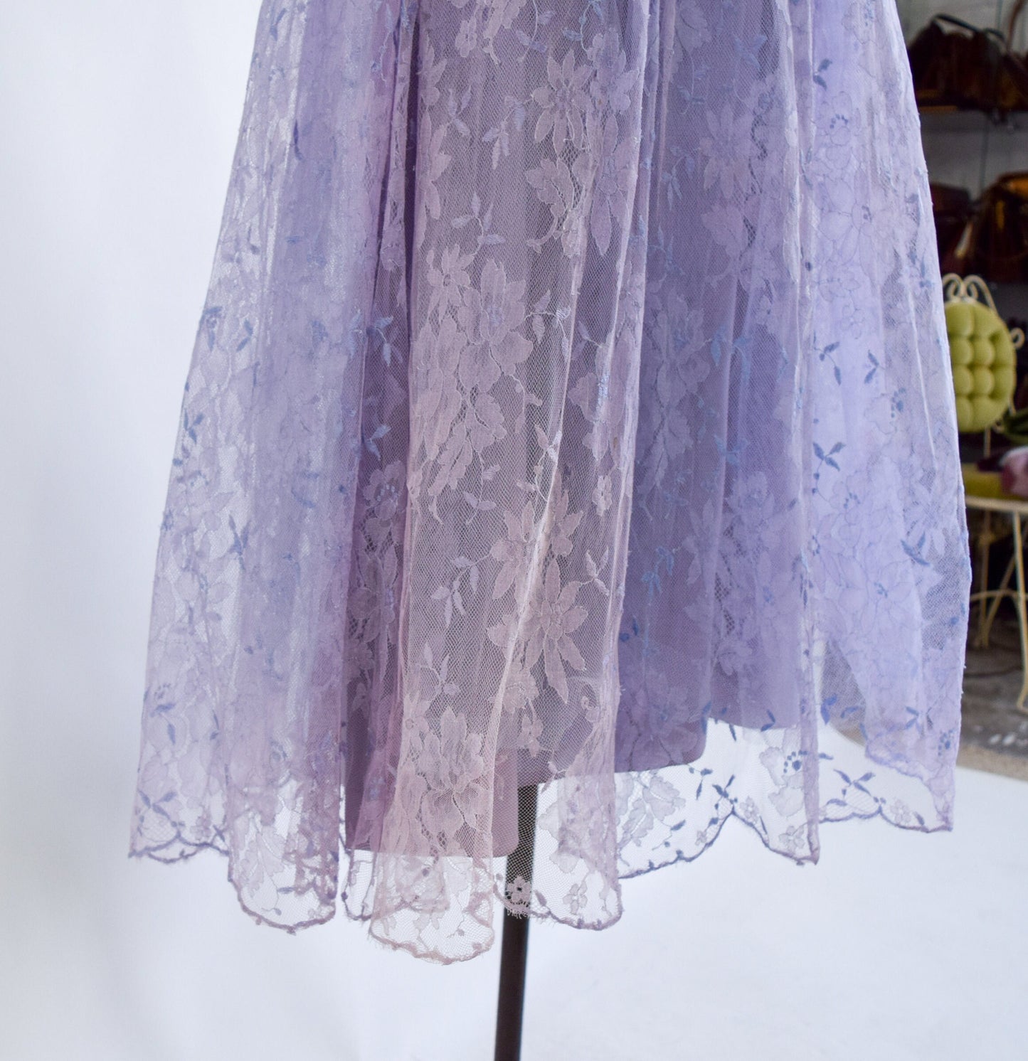 1940s Lavender Lace Cocktail Dress, Medium