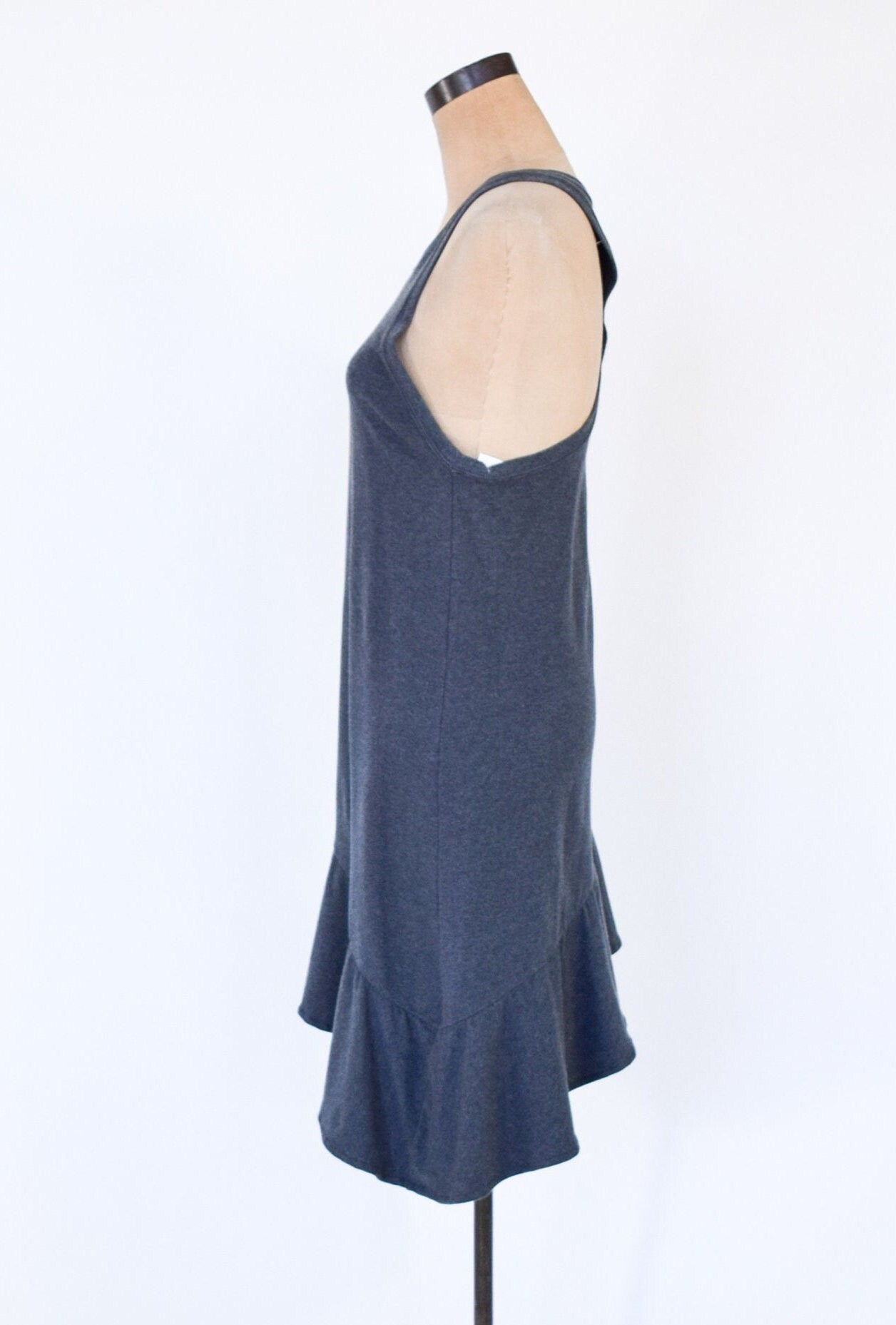 1990s Gray Knit Dress | 90s One-Sleeve Design Dress | Medium