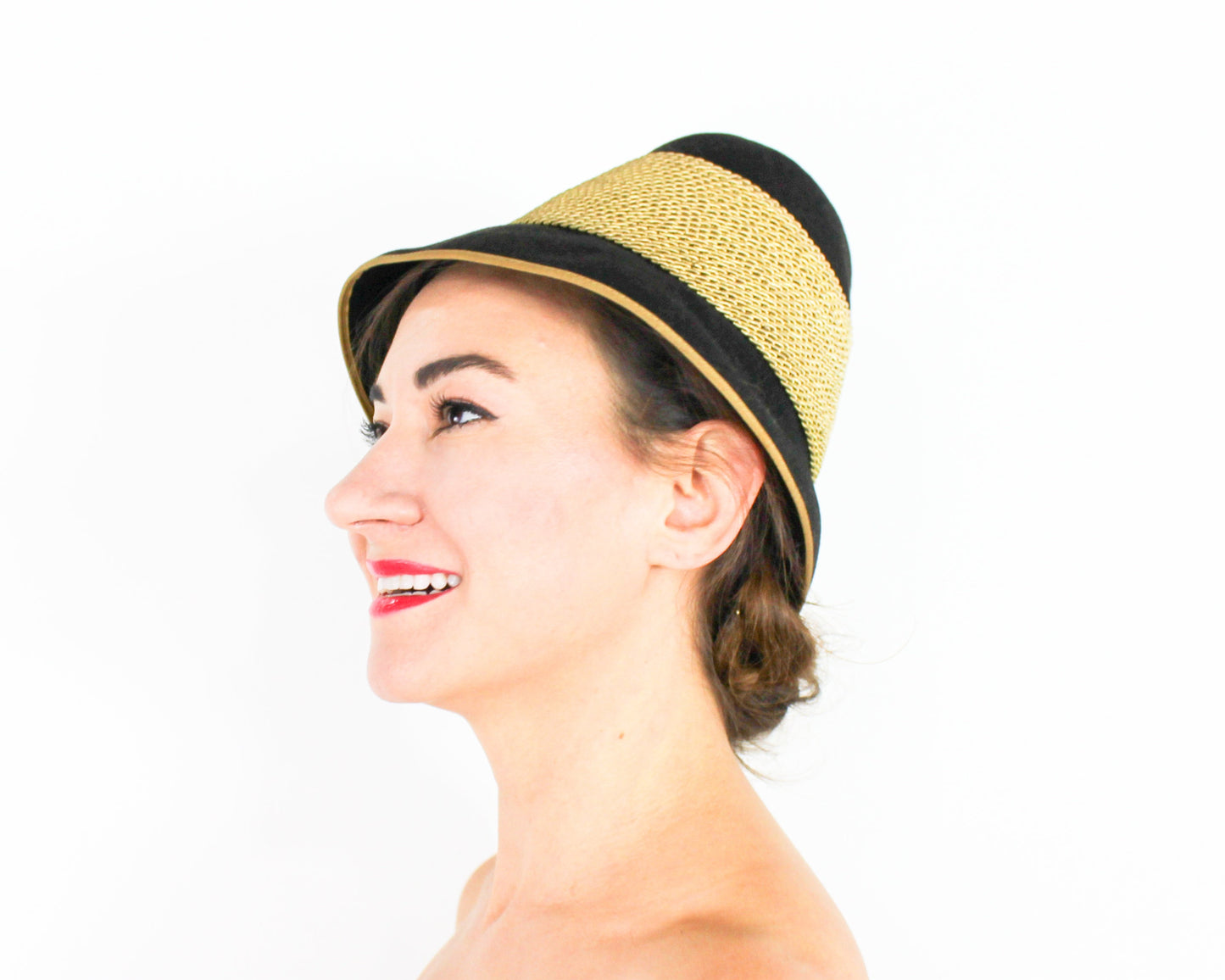 1930s Black & Gold Wool Felt Cloche