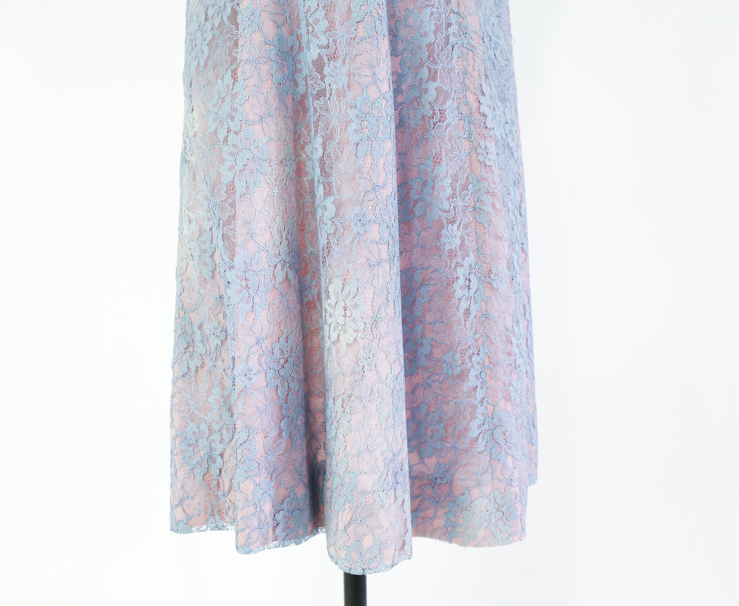 1940s Lavender & Blue Lace Cocktail Dress, 34" Waist