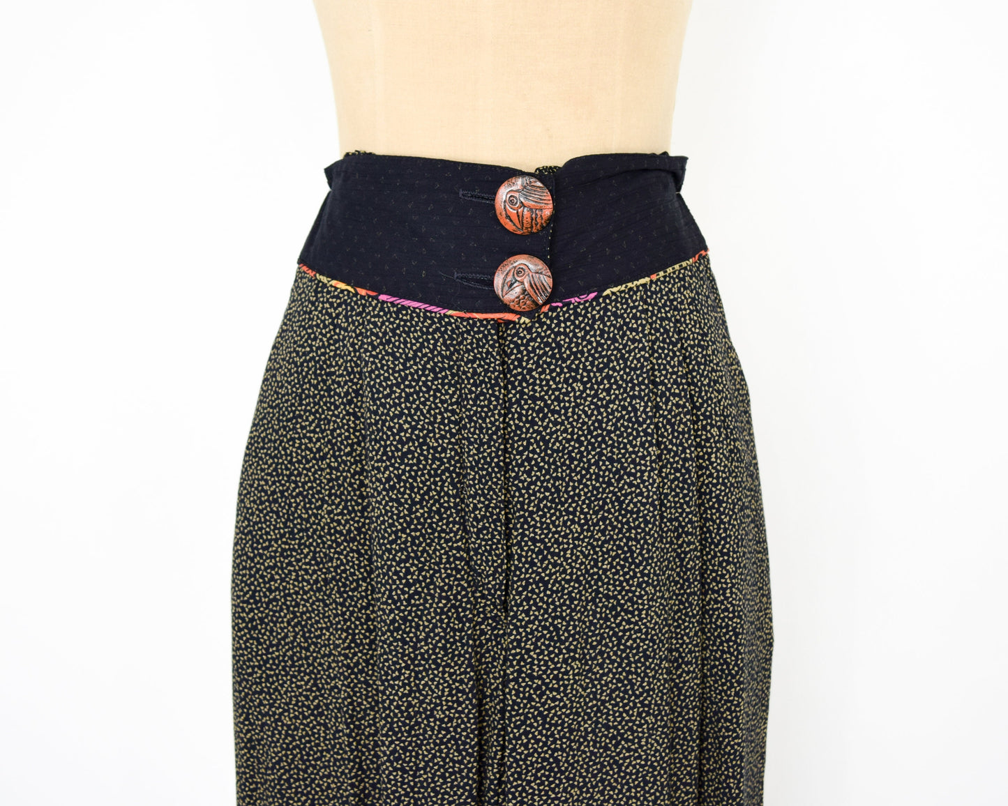 1980s Brown Print 3-Piece Suit, Top Pants Jacket Set, Medium