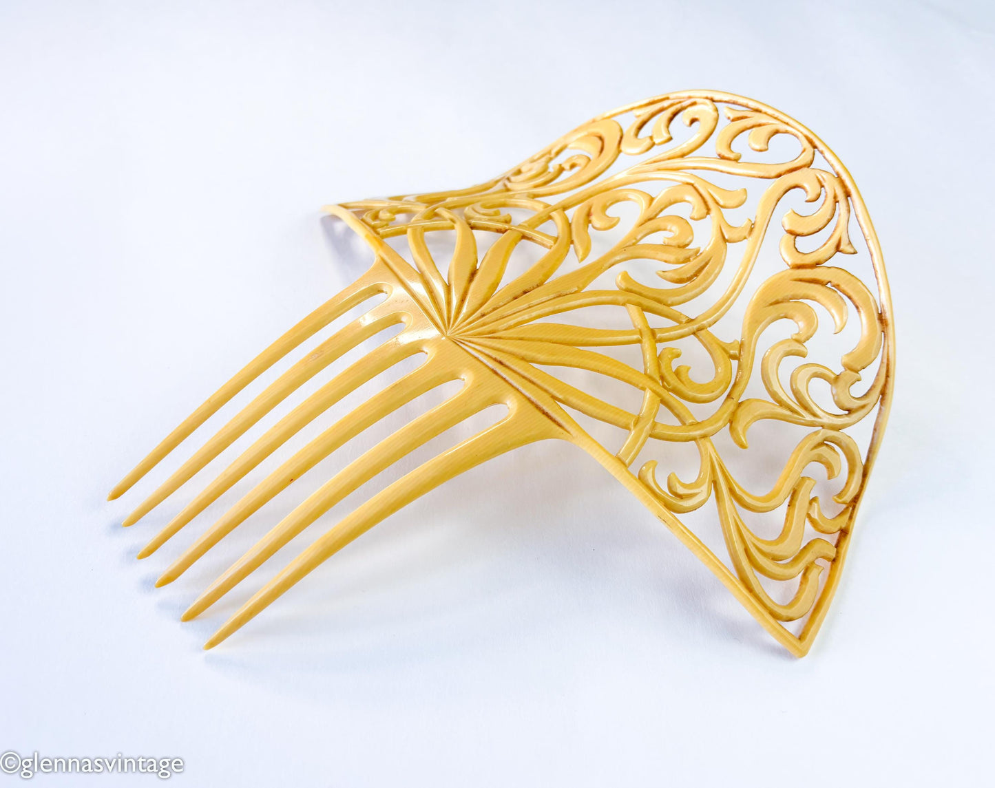 1920s Art Deco Hair Ornament | Celluloid Spanish Style Hair Comb
