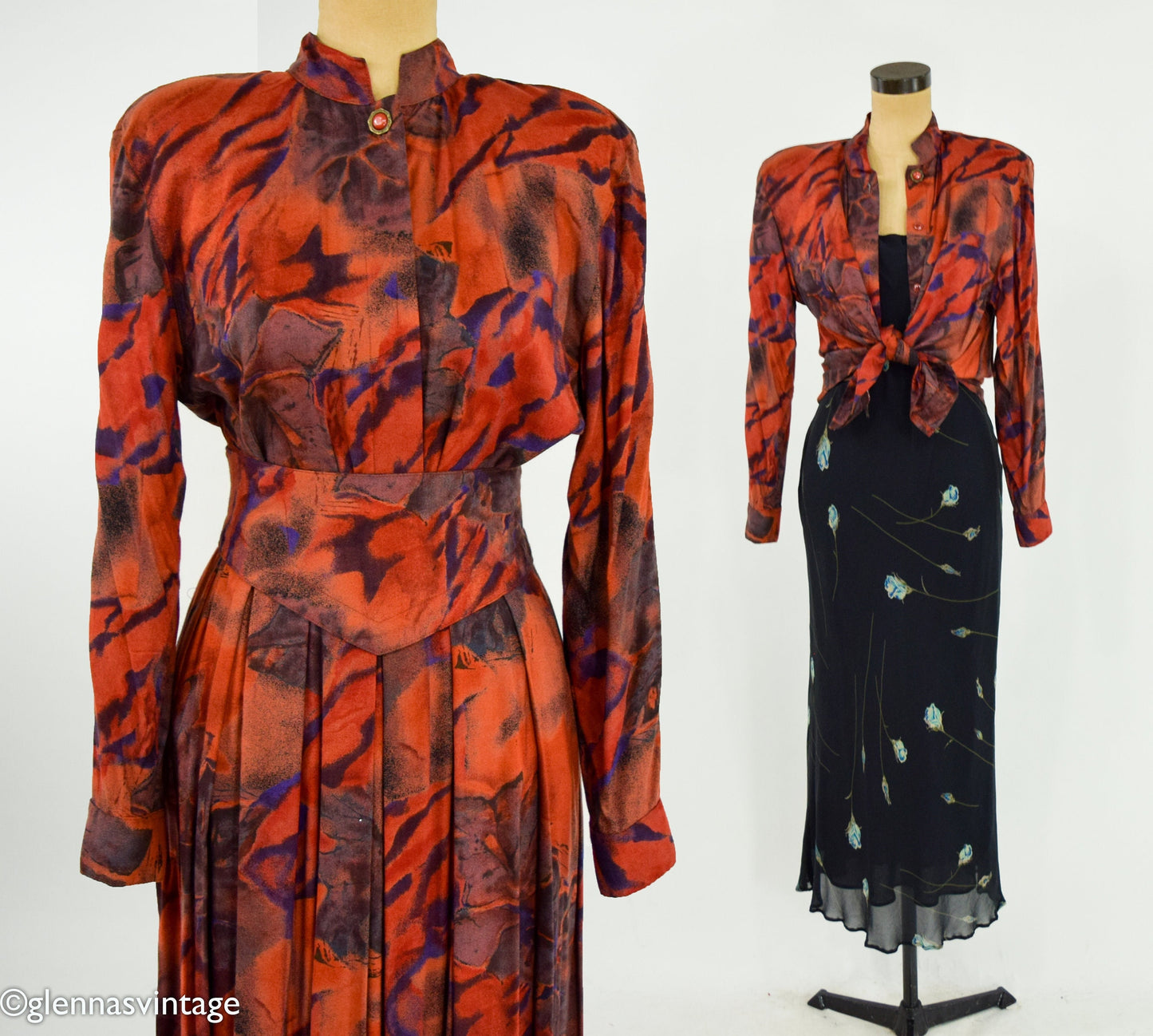 1980s Floral Skirt Set, , Large