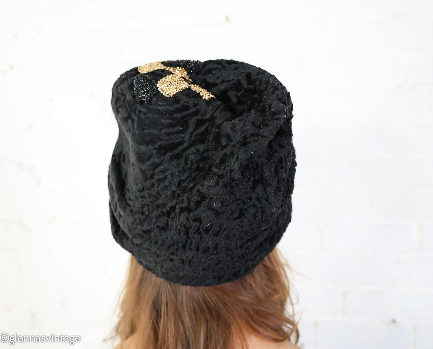 1940s Black & Gold Turban Hat