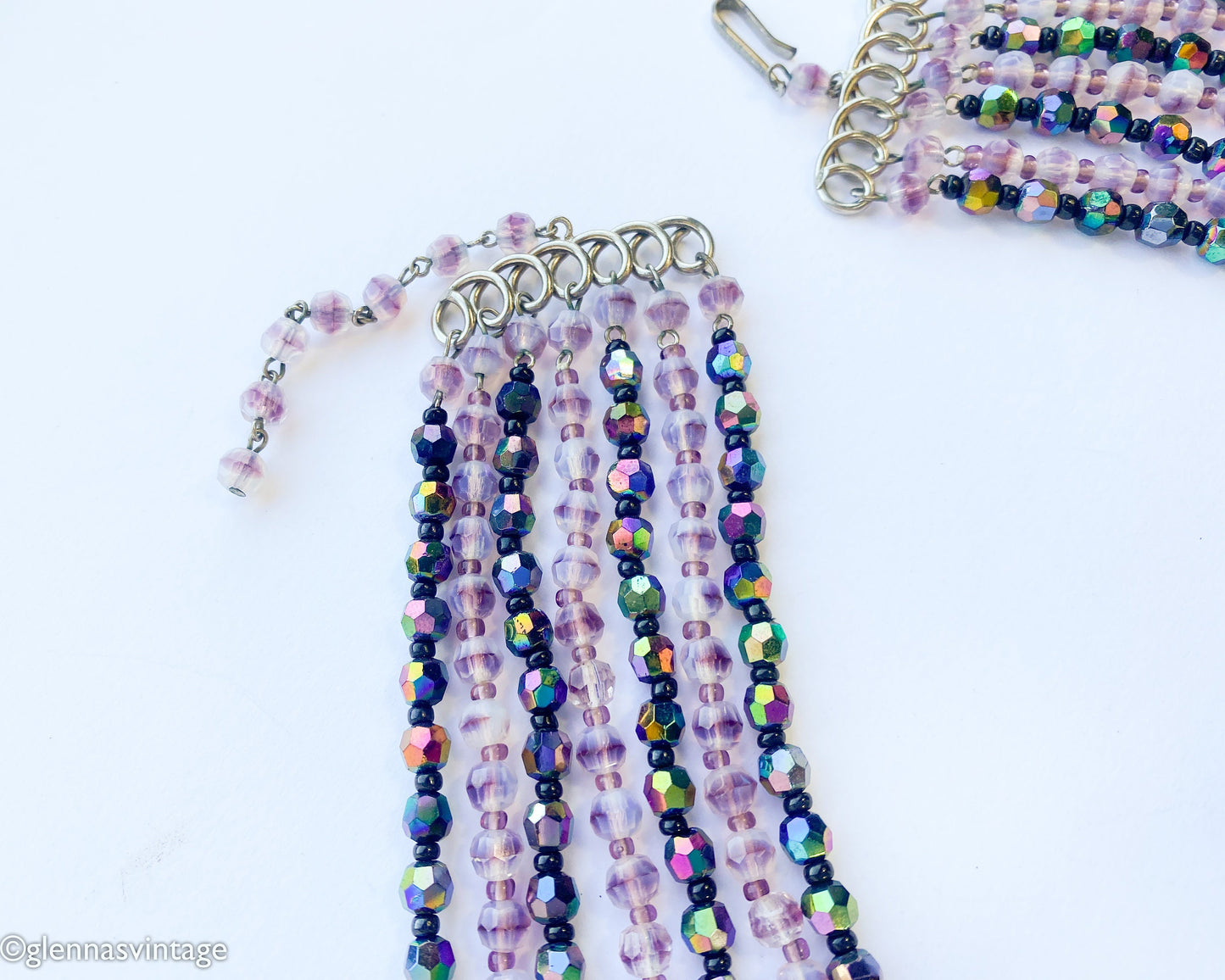1950s Lavender Purple Crystal Glass Necklace, made in West Germany