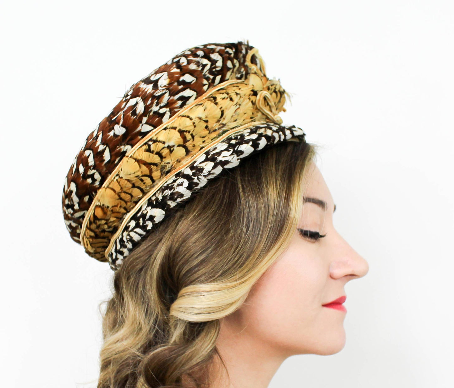 1960s Brown Quail Feather Hat Jack McConnell