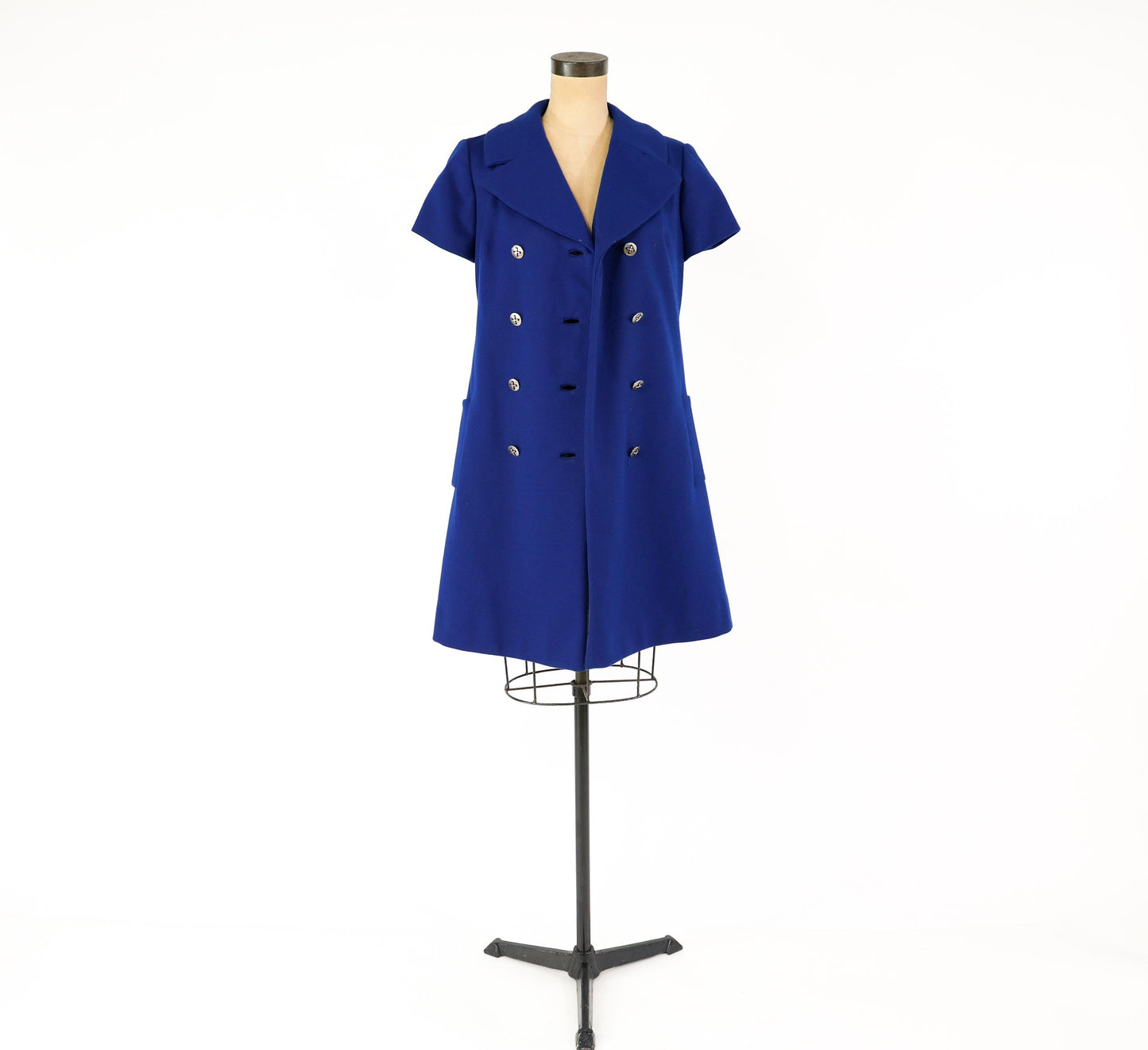 1960s Navy Blue Wool Dress | Navy Knit Shift, Large