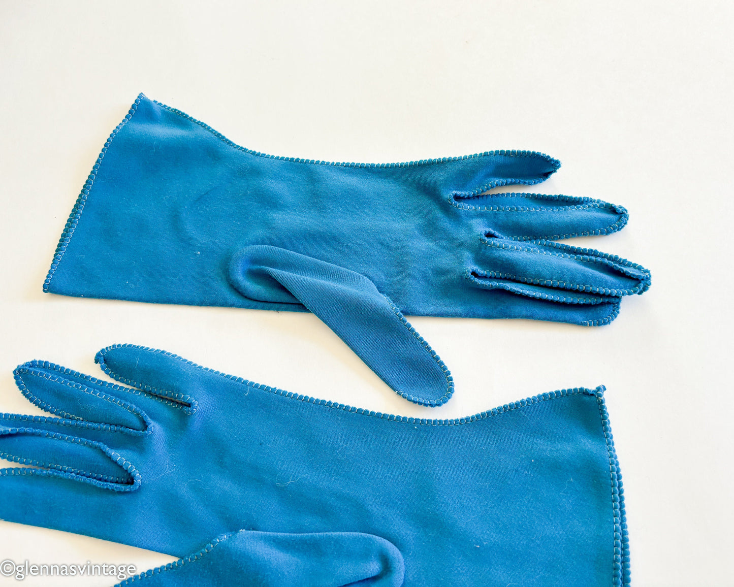 1950s Blue Aqua Gloves, Small