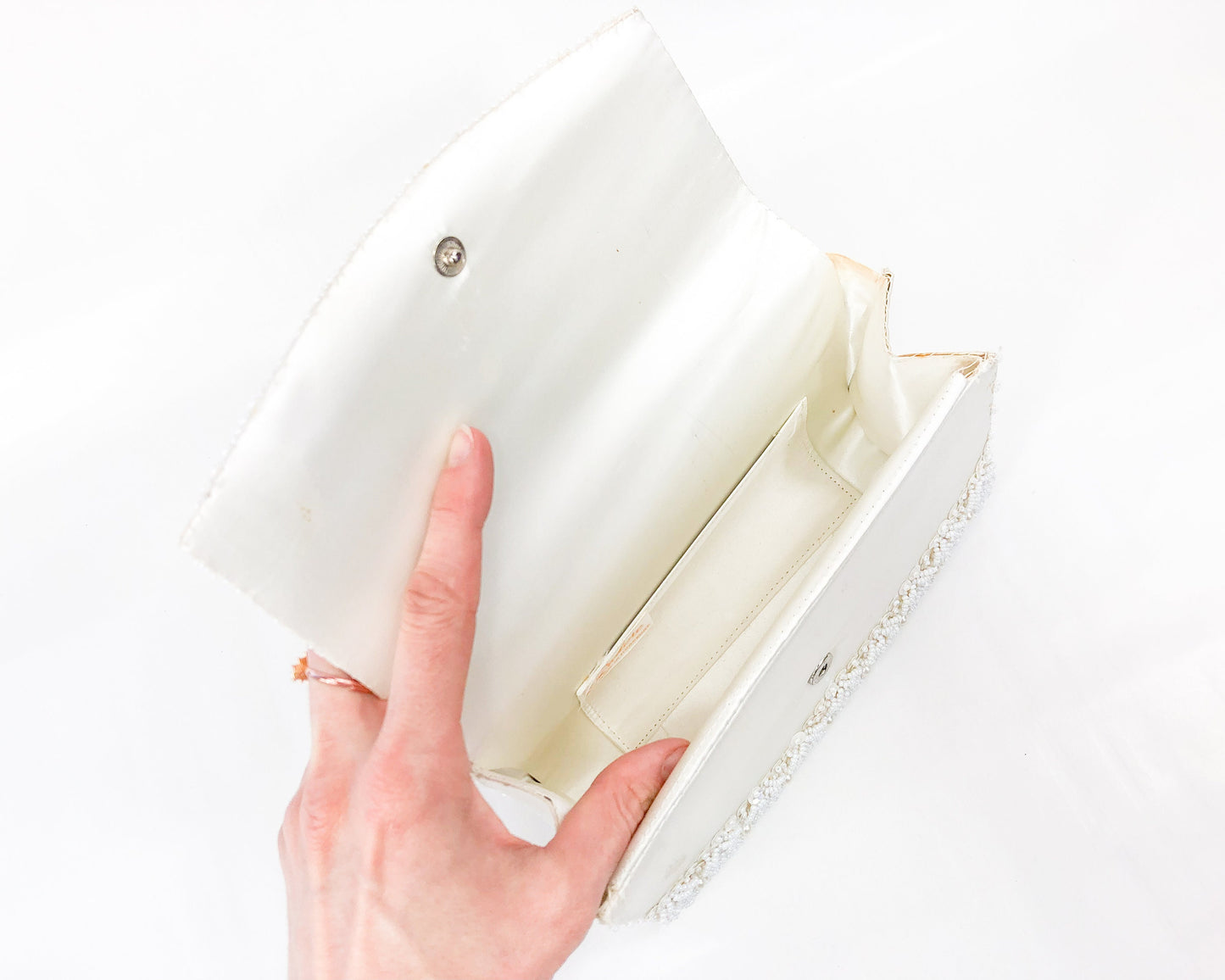 1950s White Beaded & Sequin PurseEvening Bag