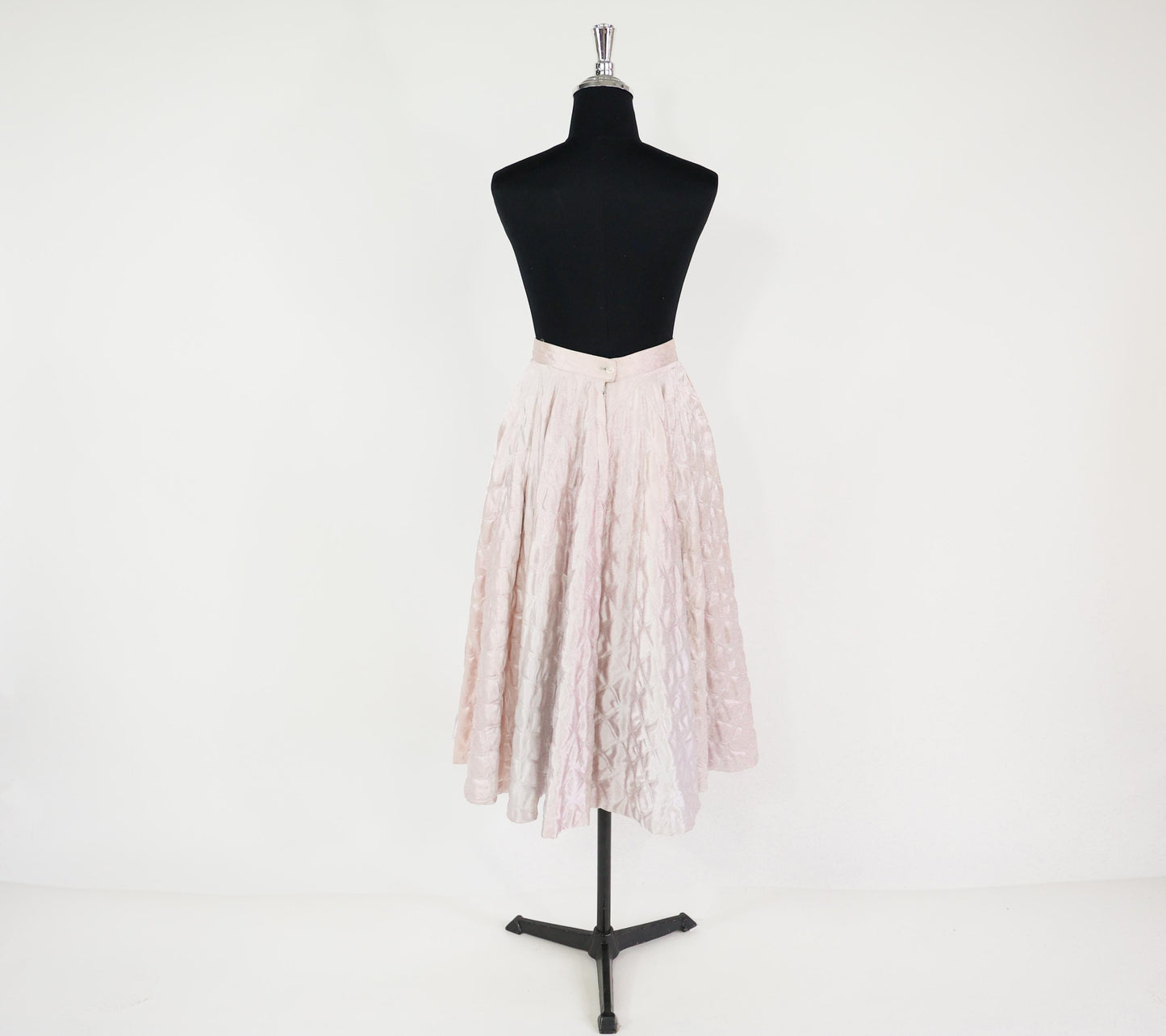 1950s Pale Pink Quilted Circle Skirt, Small