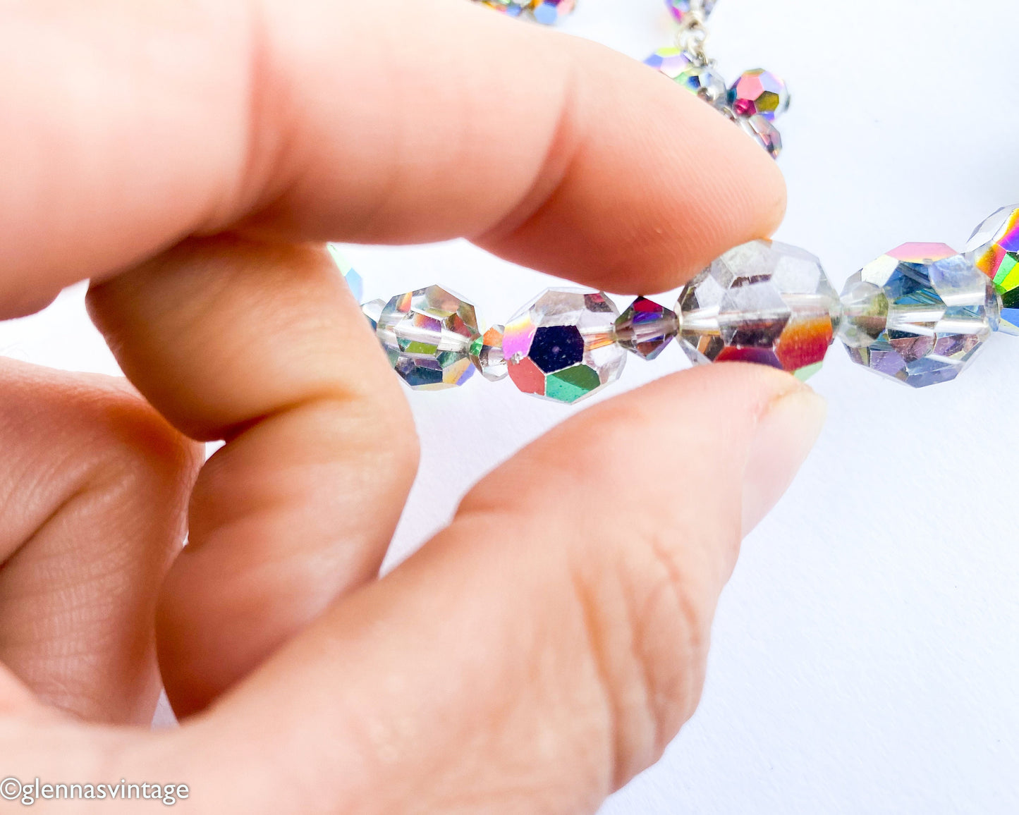 1960s Aurora Borealis Crystal Beaded Necklace Set