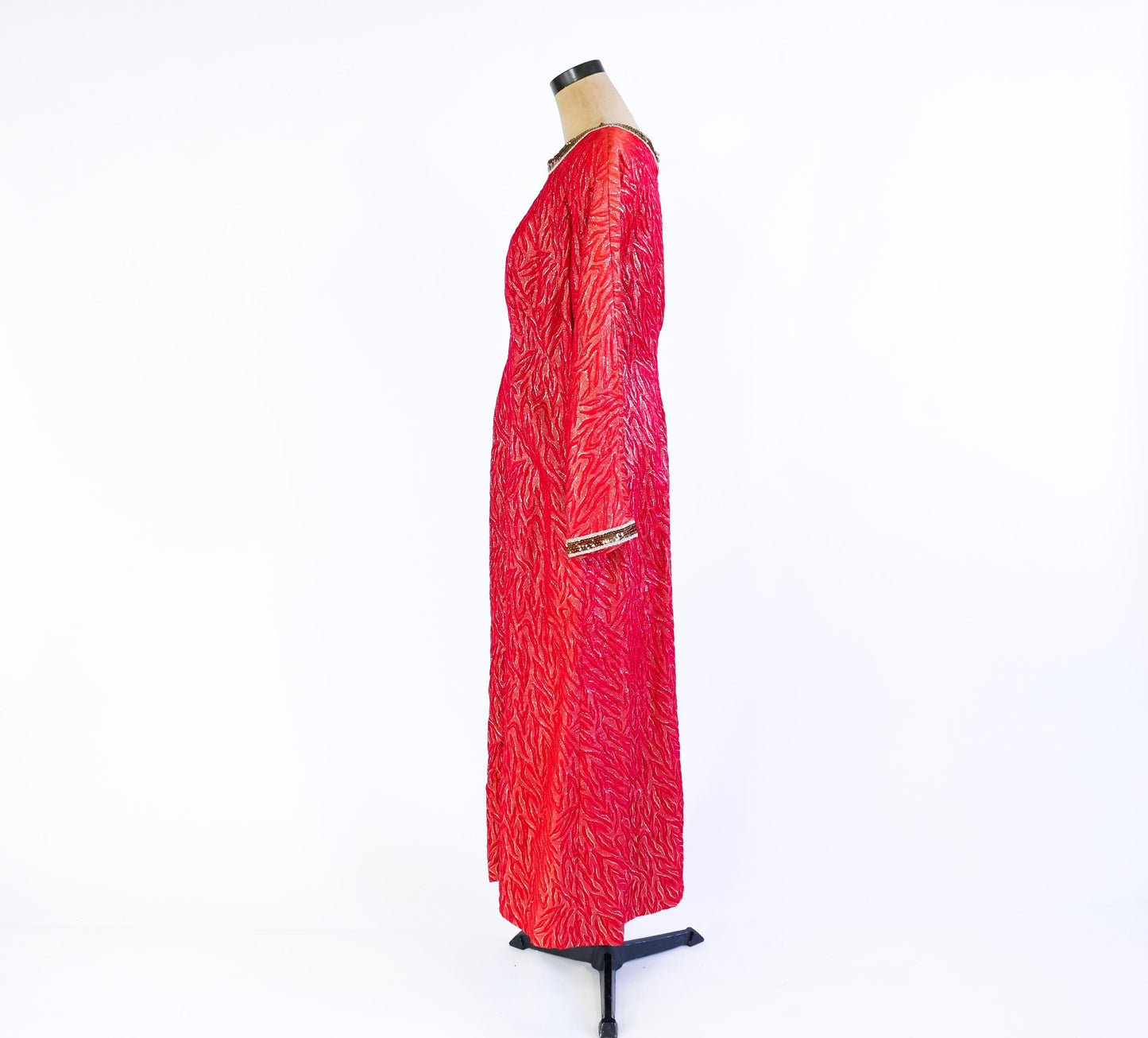 1970s Metallic Red Evening Dress Set, Extra Large