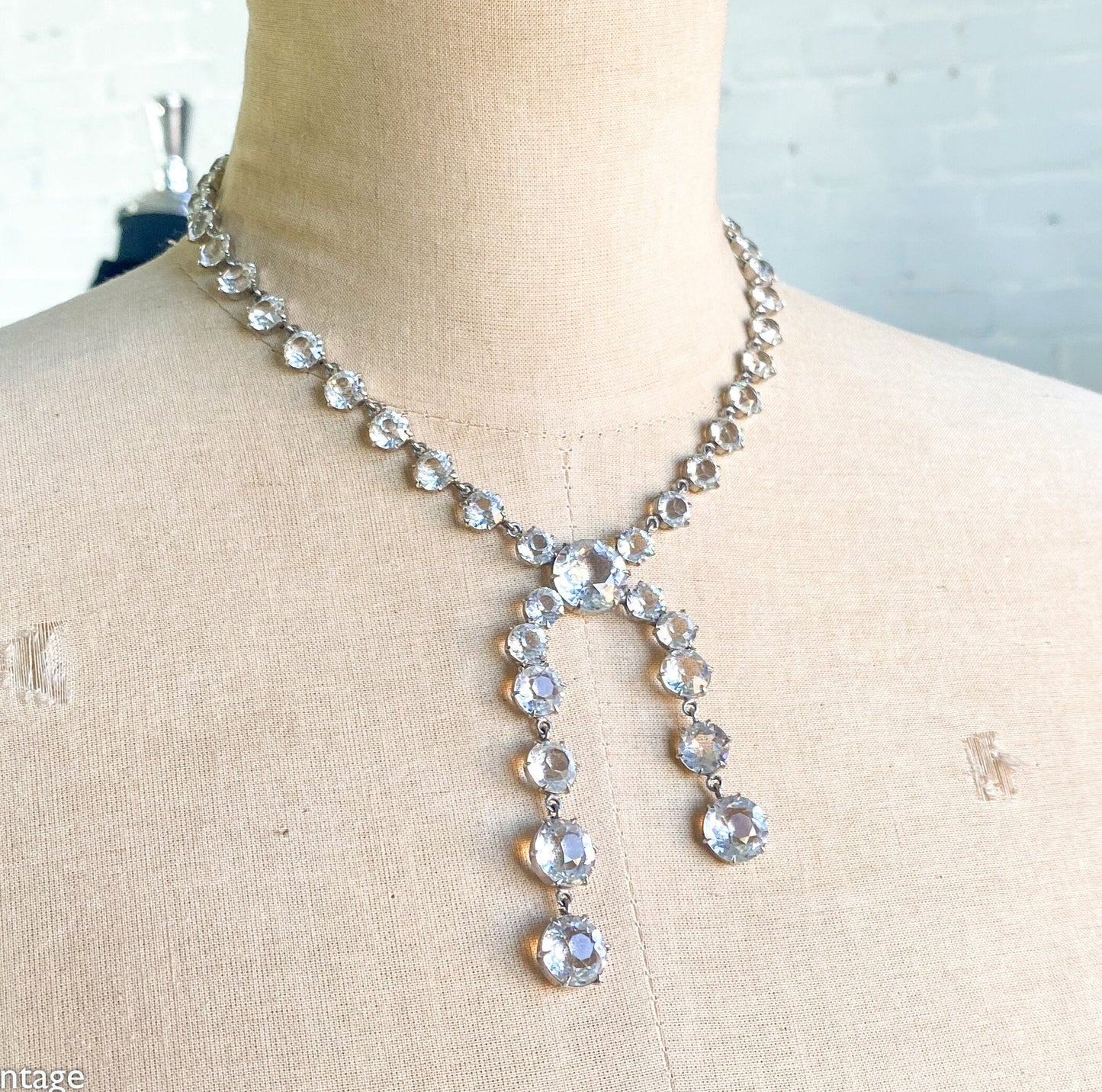 1940s Rock Crystal Necklace & Bracelet Jewelry Set