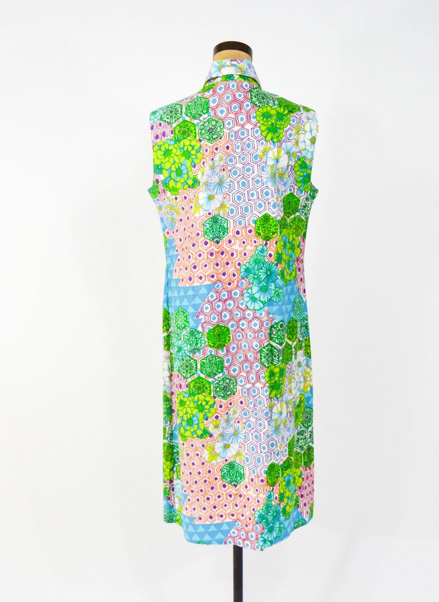 1970s Op Art Sleeveless Dress, Large