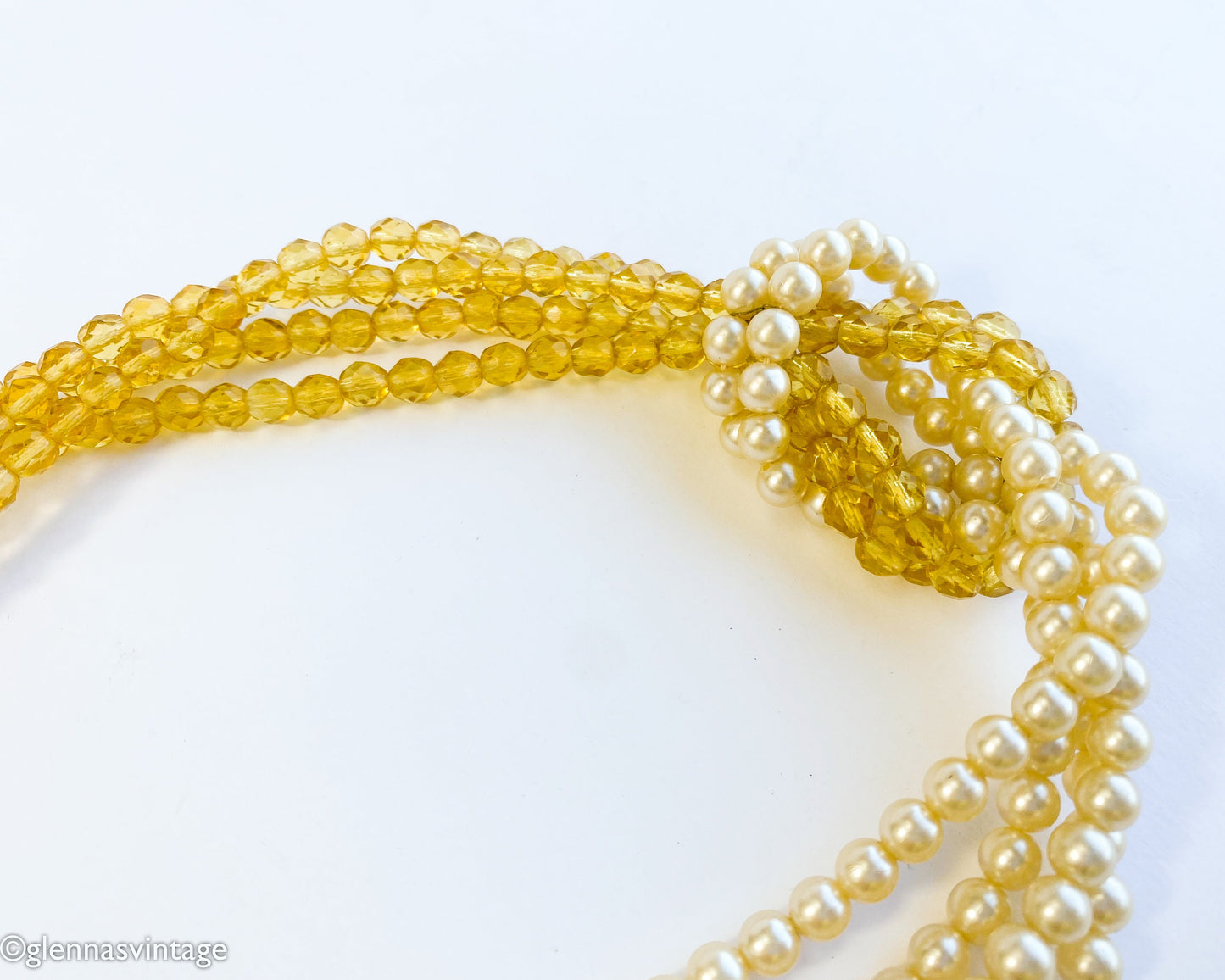 1950s Gold Crystal Necklace | 50s Crystal & Pearl Choker