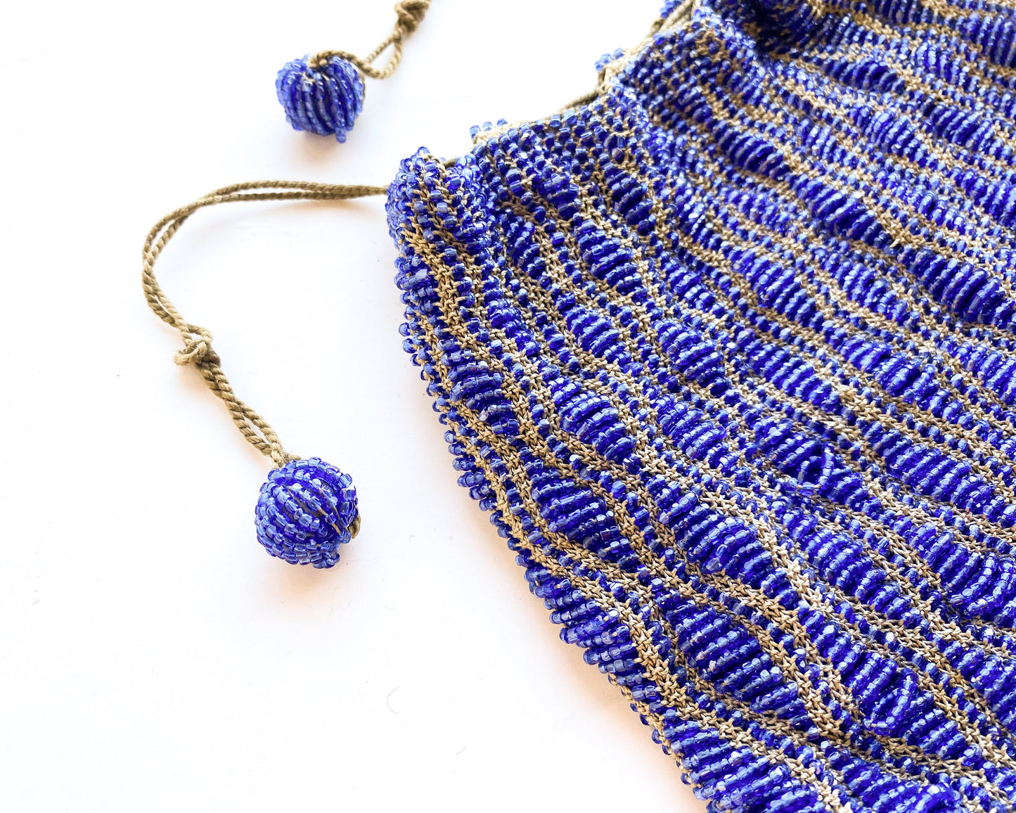 1900s Vintage Blue Beaded Evening Bag | Glass Beads Purse