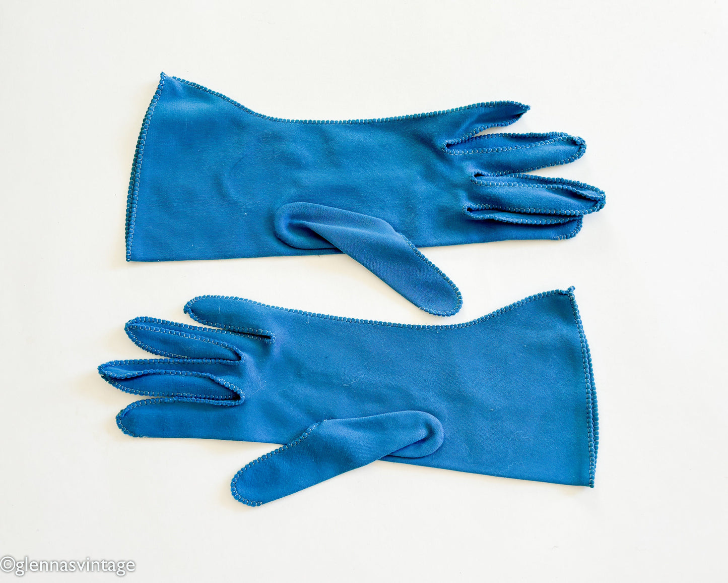 1950s Blue Aqua Gloves, Small